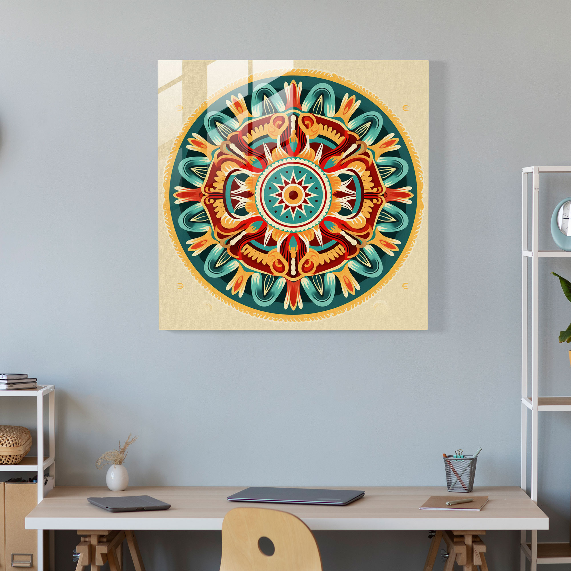 Güneybatı Mandalası Cam Tablo - Güneybatı Güneybatı Seramiği Cam Sanatı Modern Sanat