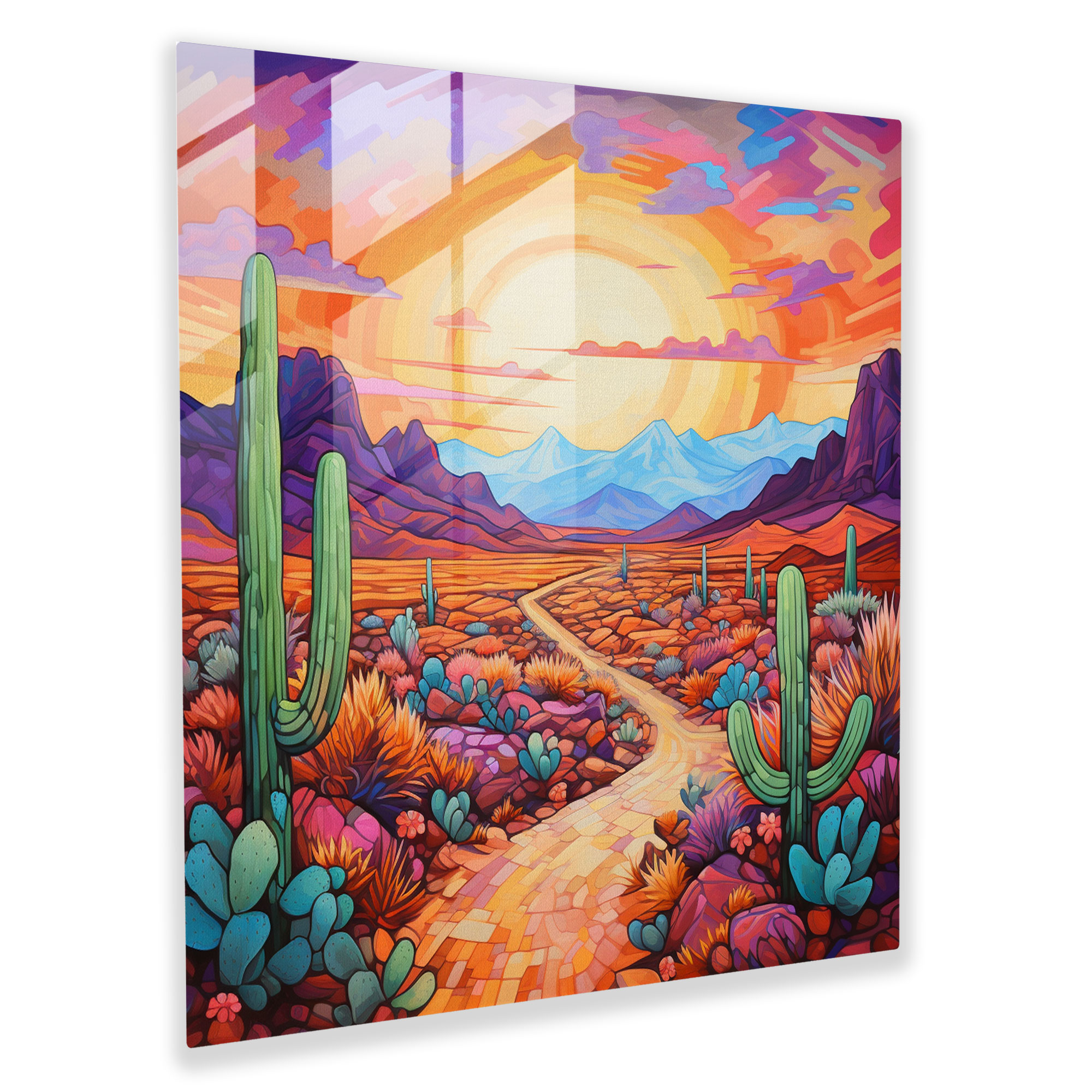 Southwest Desert Glass Print - Southwest, Home Decoration, Glass Art, Wall Decoration