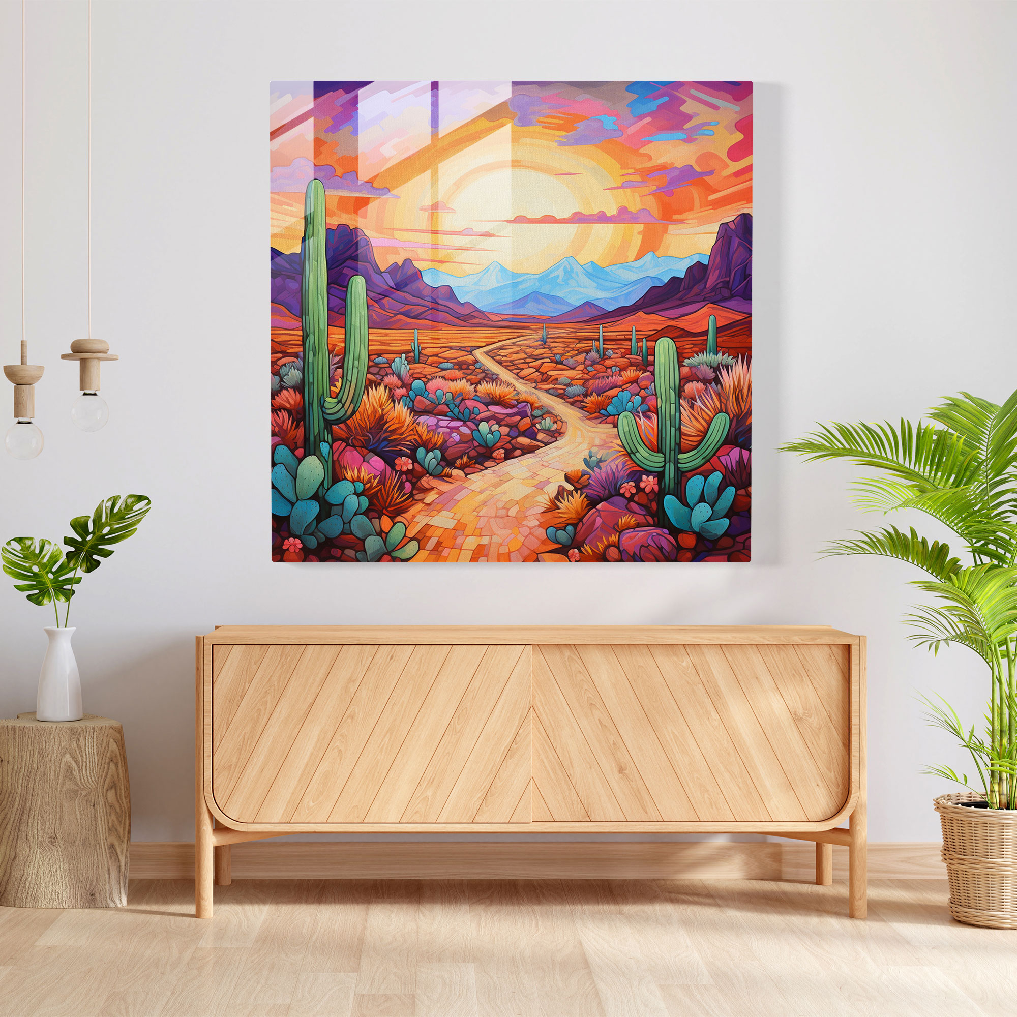 Southwest Desert Glass Print - Southwest, Home Decoration, Glass Art, Wall Decoration