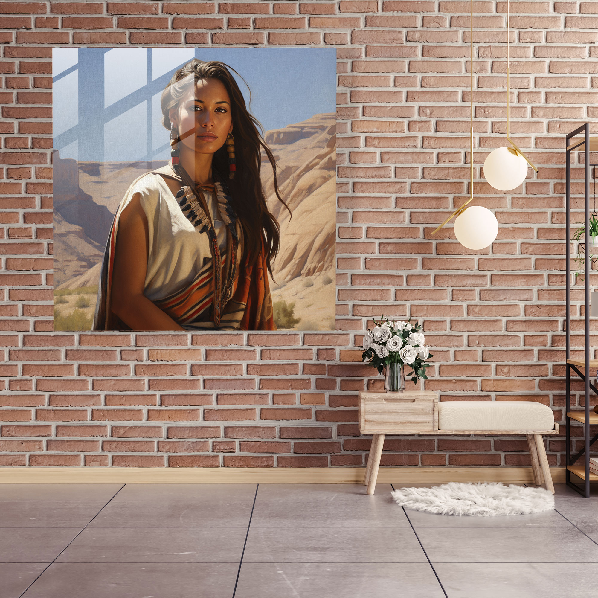 Southwest Native American Glass Print - Southwest, Glass Art, Home Decoration, Modern Art