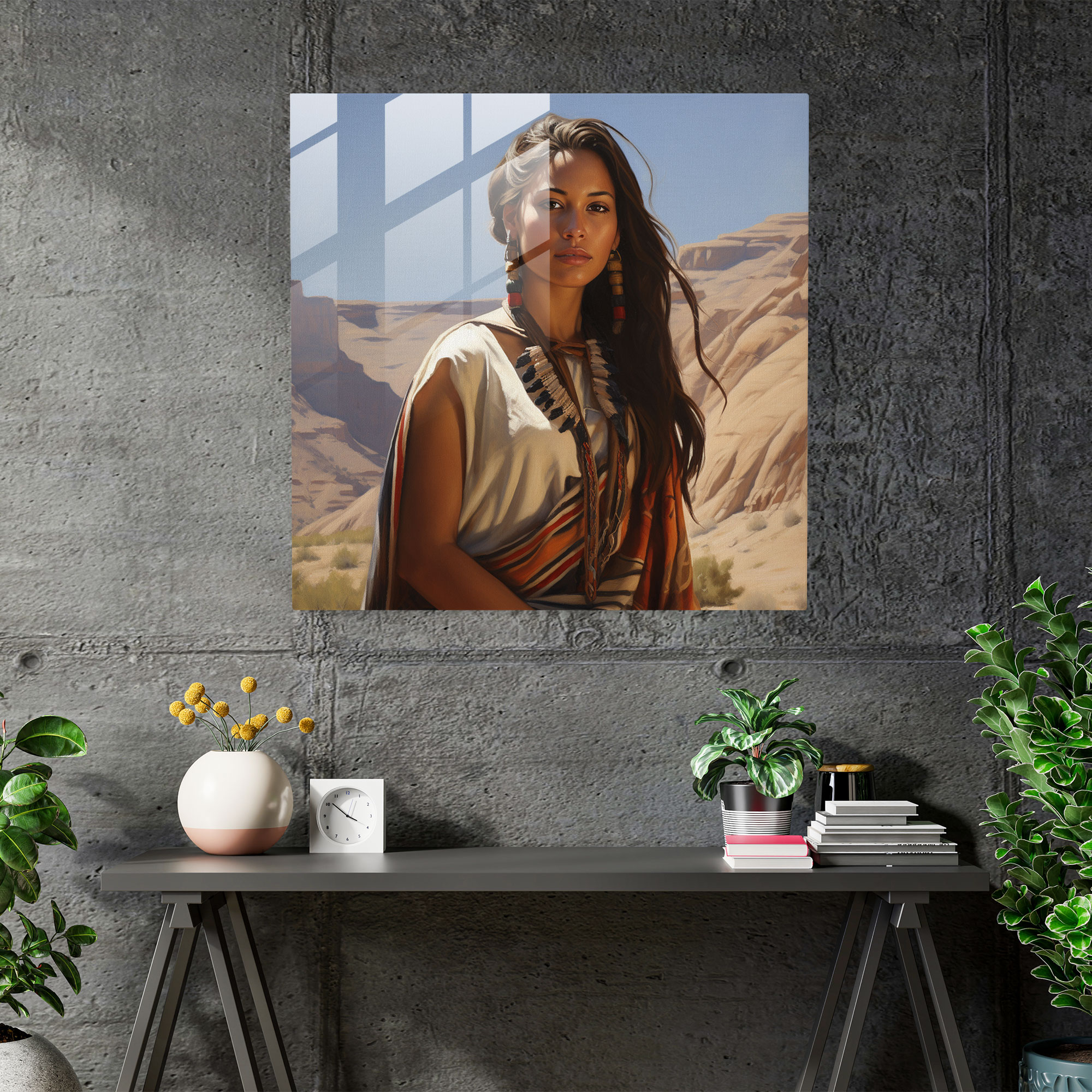 Southwest Native American Glass Print - Southwest, Glass Art, Home Decoration, Modern Art