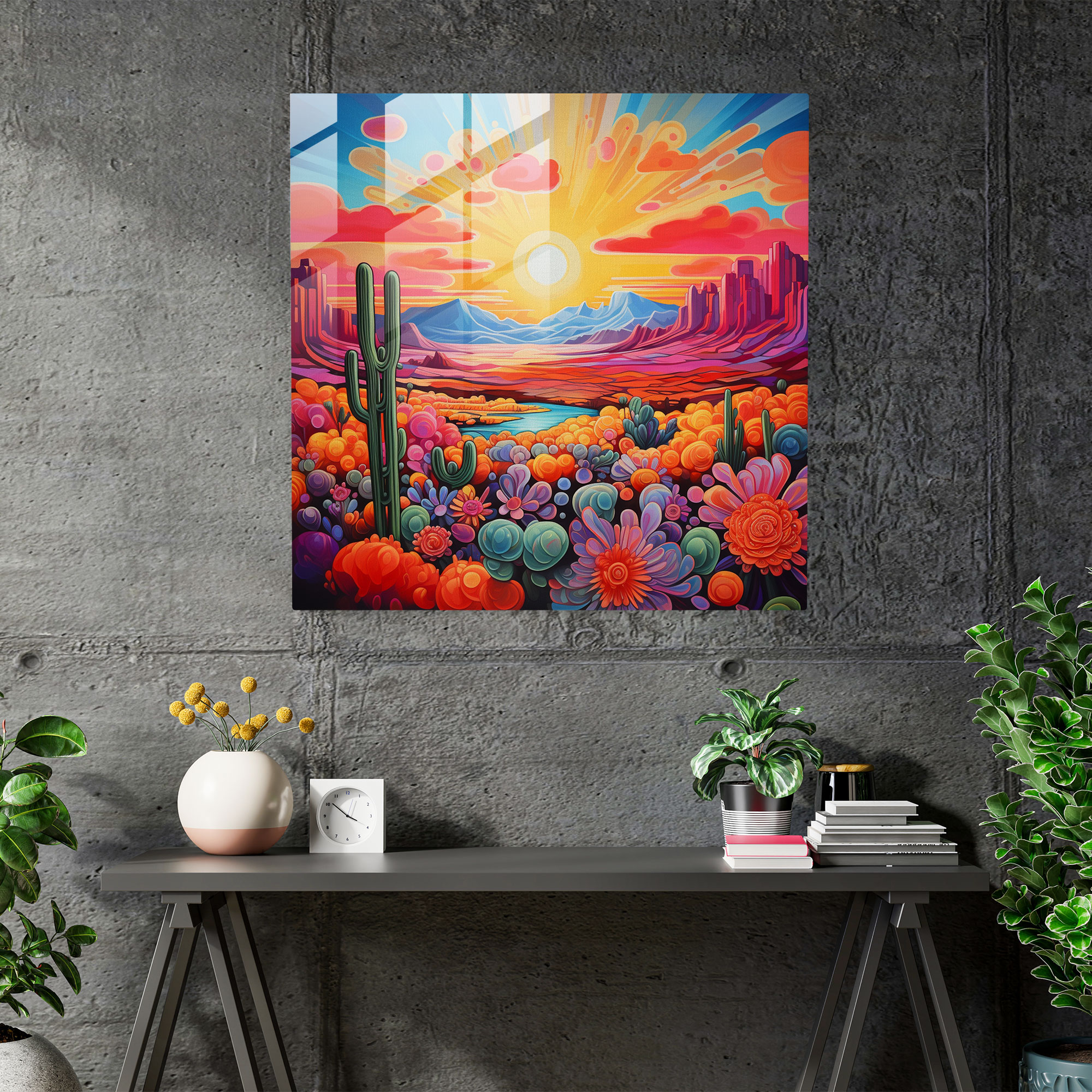 Southwest Desert Glass Print - Southwest, Glass Art, Wall Decoration, Home Decoration