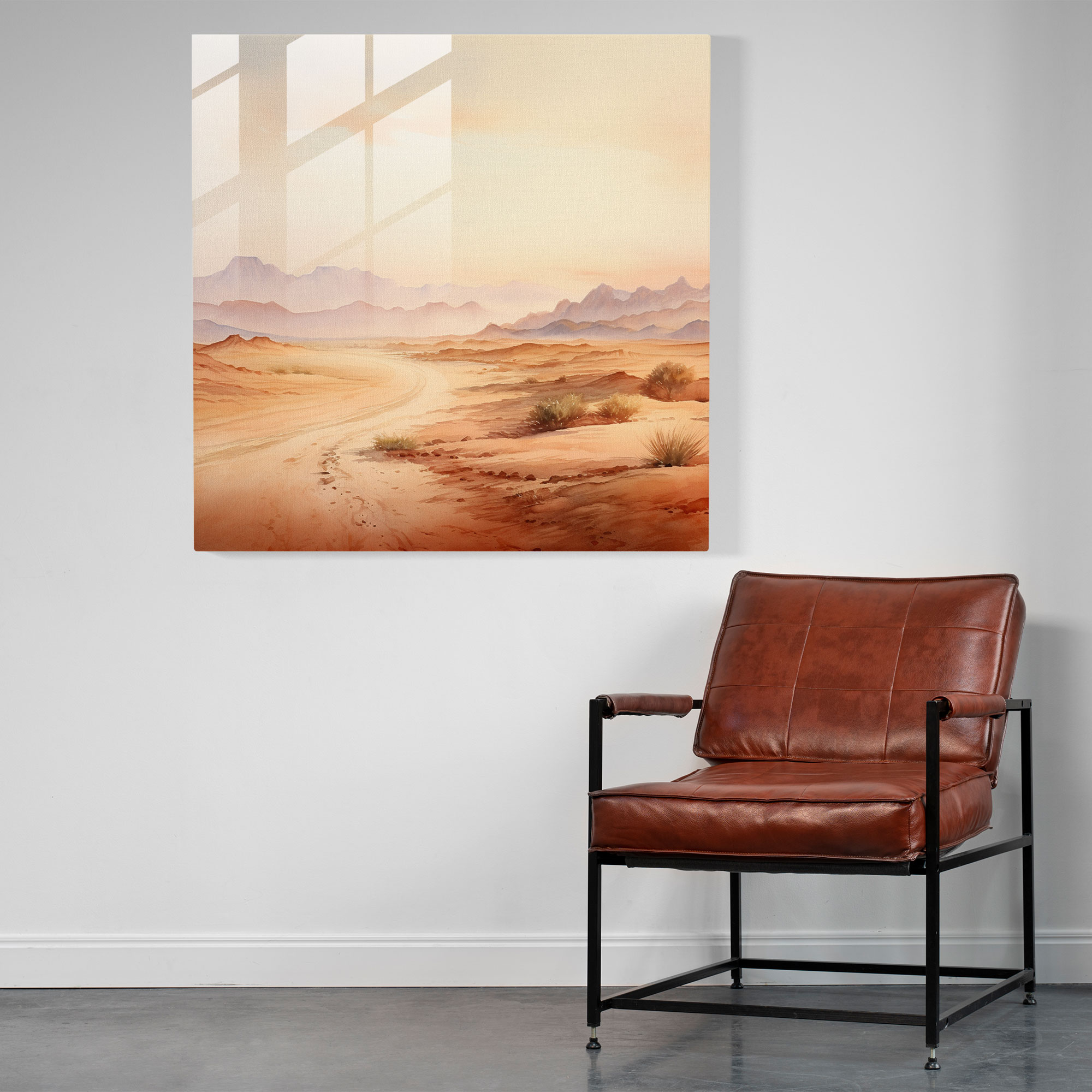 Southwest Desert Serenity Glass Print - Southwest, Modern Art, Glass Art, Desert Landscape