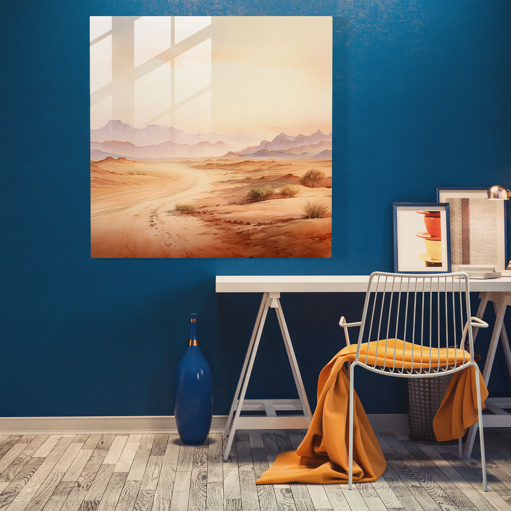 Southwest Desert Serenity Glass Print - Southwest, Modern Art, Glass Art, Desert Landscape