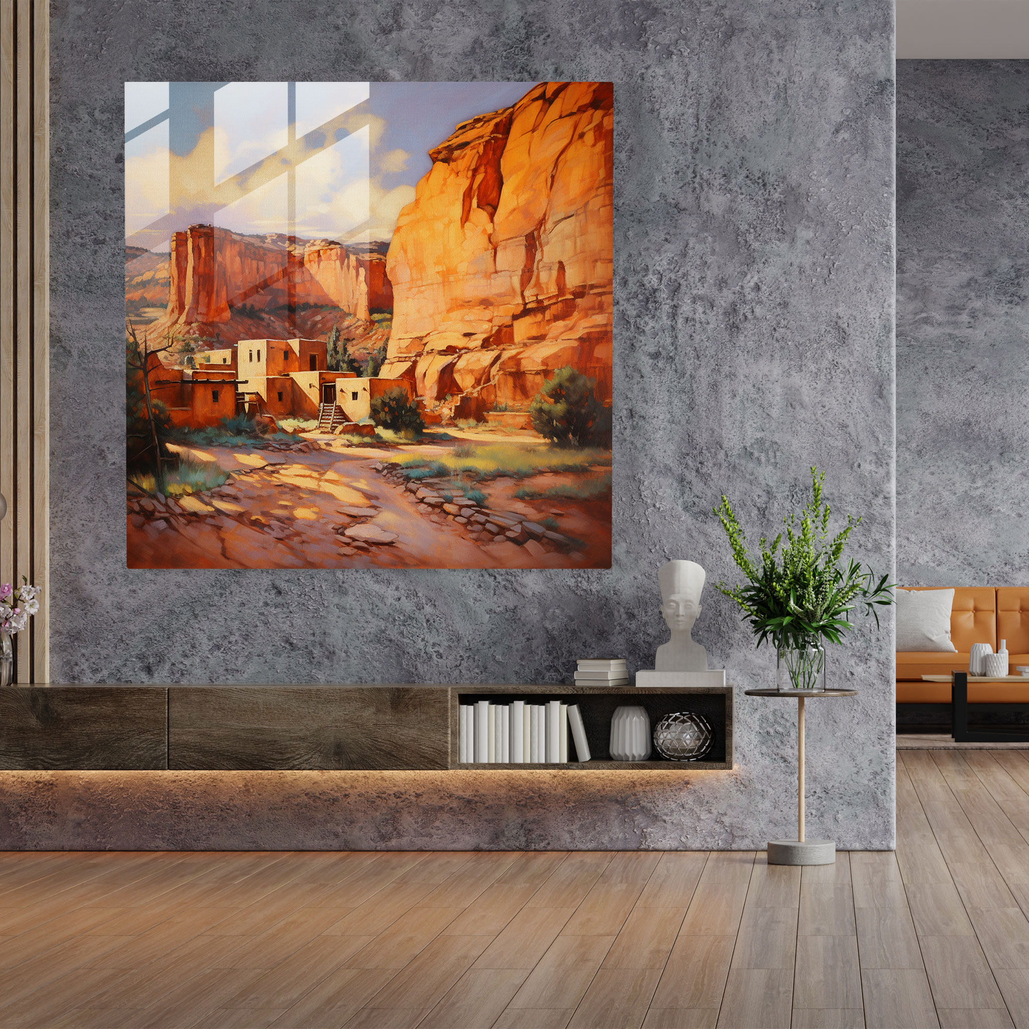 Güneybatı Huzuru Cam Tablo - Güneybatı Cam Sanatı Modern Sanat Ev Dekorasyonu