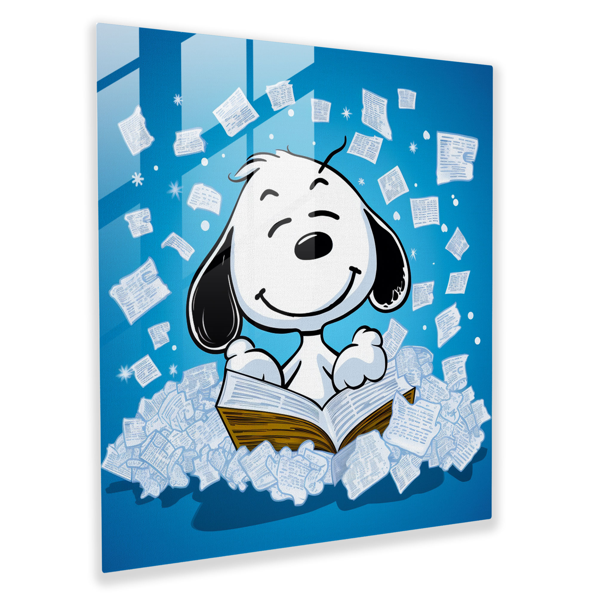 Pop Art Snoopy Glass Print - Snoopy, Glass Print, Comic Book Speech Bubbles, Wall Decoration