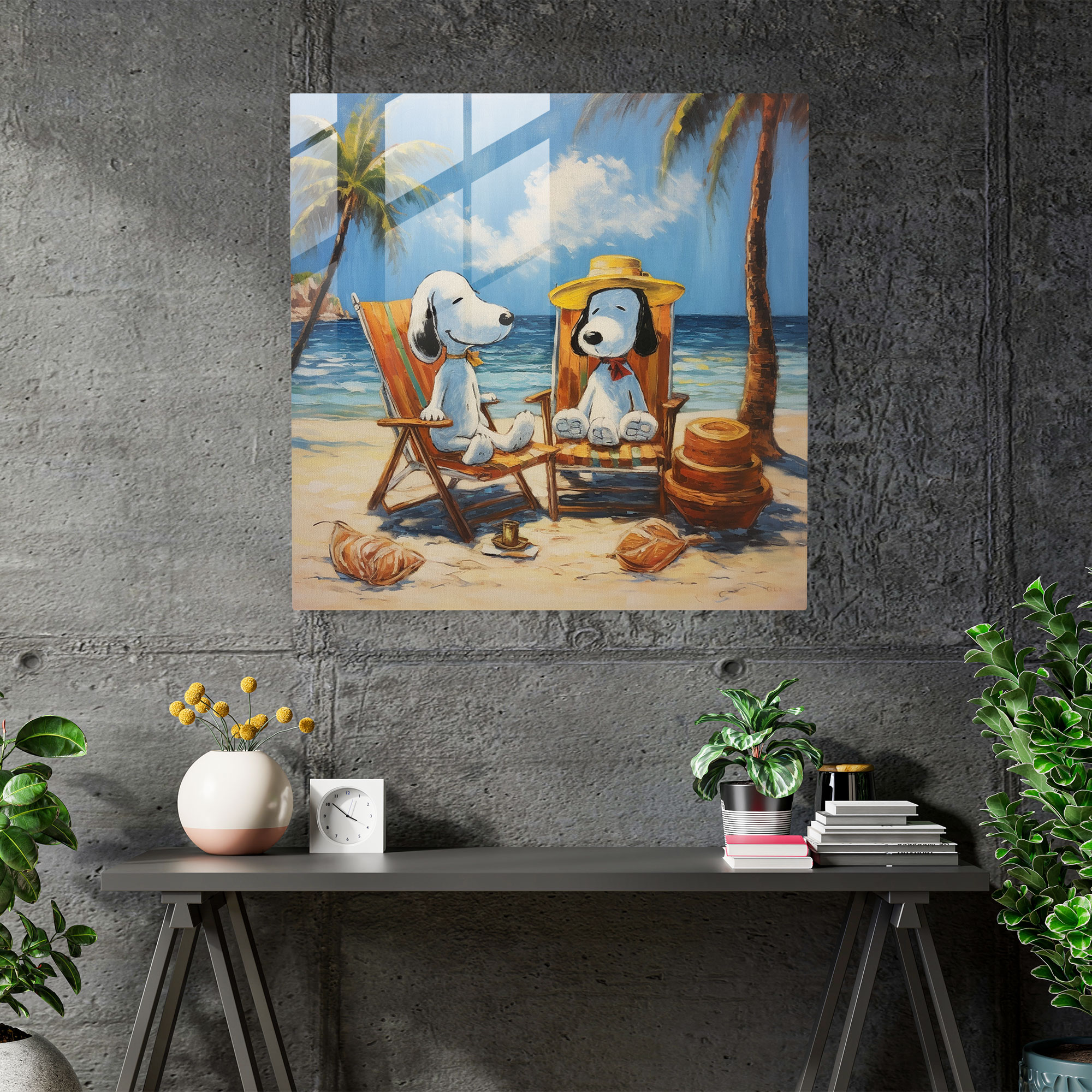 Impressionist Snoopy Glass Print - Snoopy, Glass Art, Sunny Day, Charlie Brown