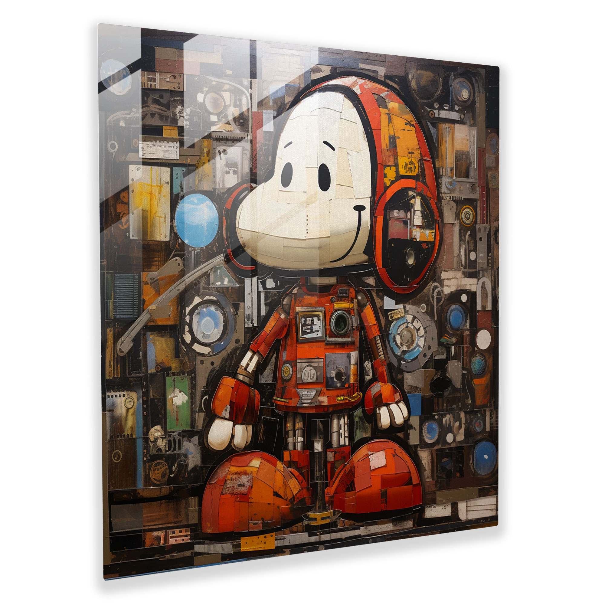 Collage Snoopy Glass Print - Snoopy, Snoopy, Modern Art, Glass Art