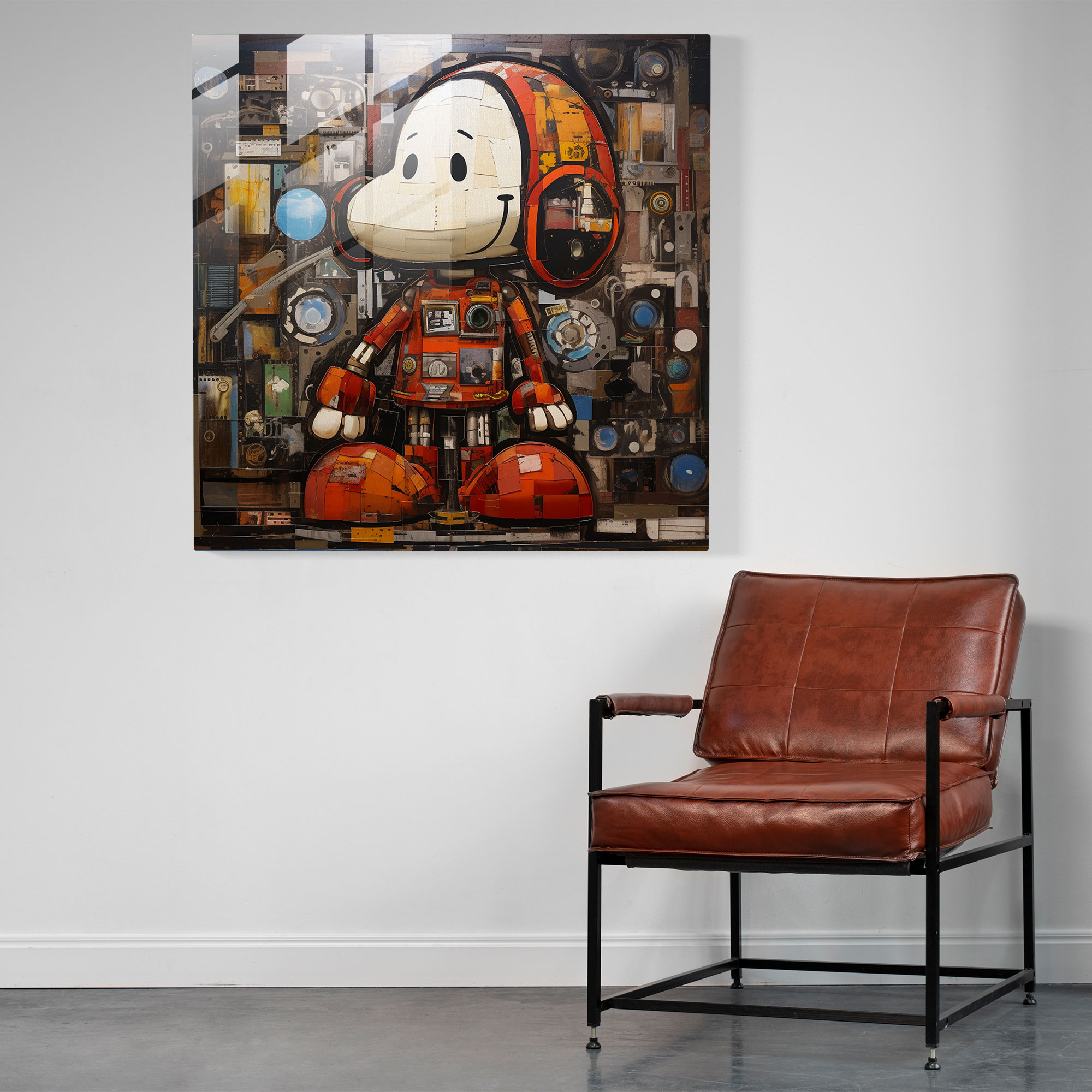 Collage Snoopy Glass Print - Snoopy, Snoopy, Modern Art, Glass Art