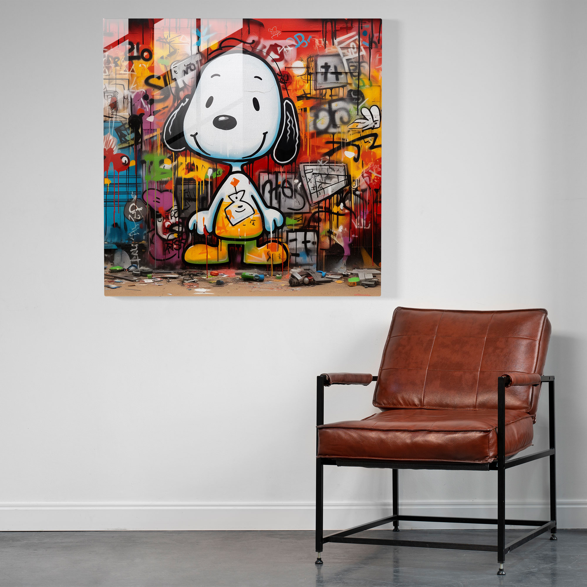Graffiti Snoopy Cam Tablo - Snoopy Cam Duvar Sanatı Canlı Elementler Ev Dekorasyonu