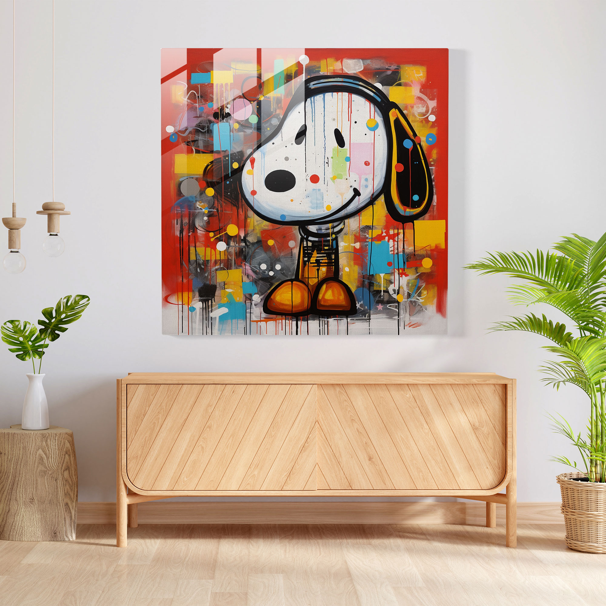 Pop Art Snoopy Glass Print - Snoopy, Graphic Elements, Glass Print, Modern Art