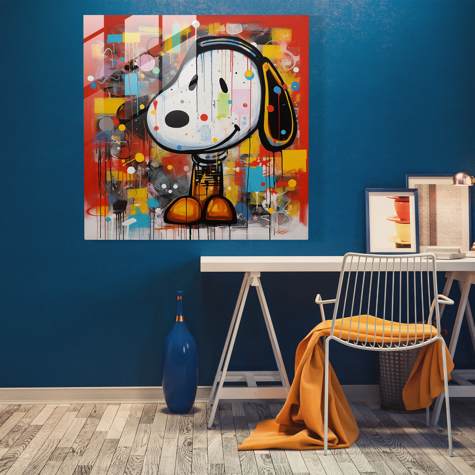 Pop Art Snoopy Glass Print - Snoopy, Graphic Elements, Glass Print, Modern Art