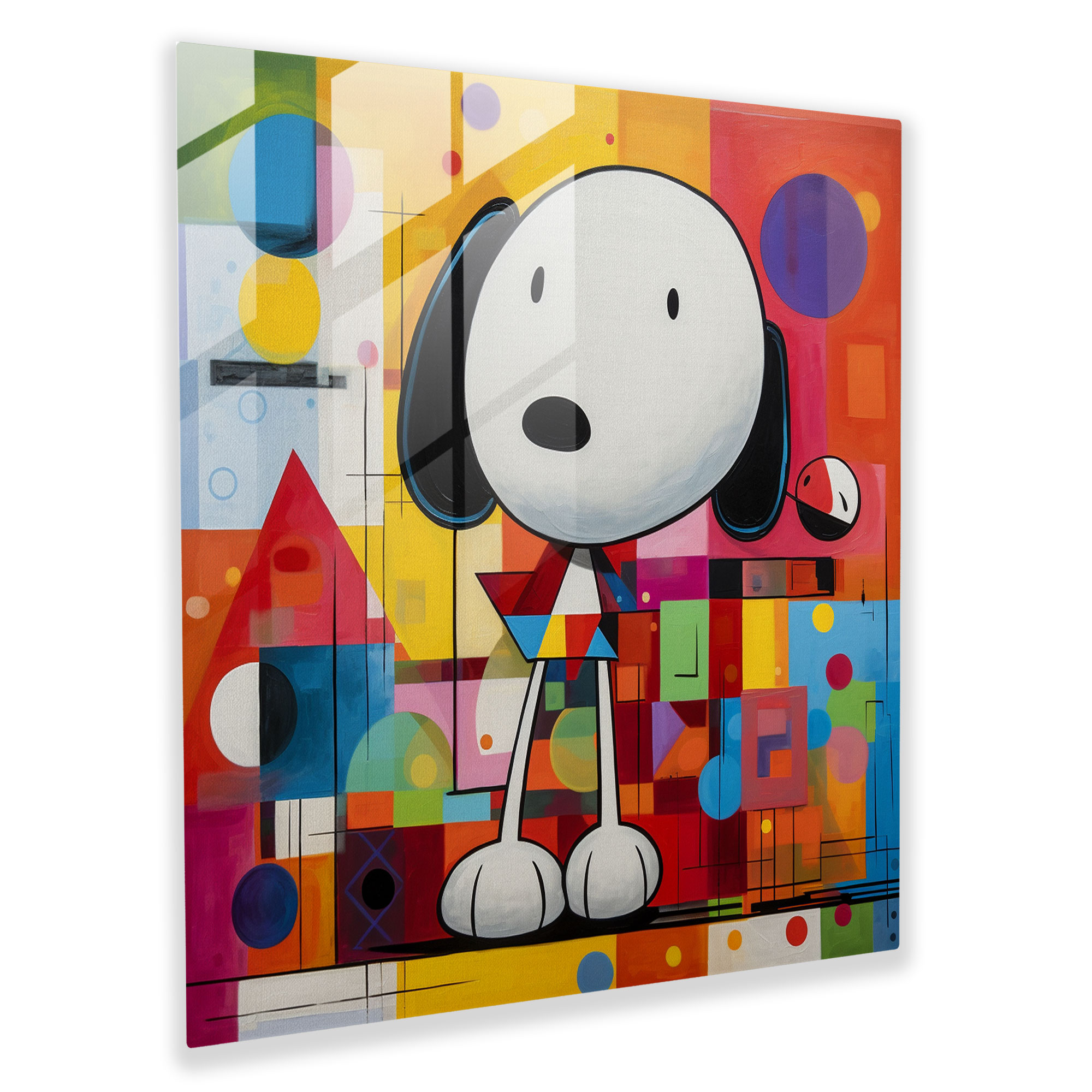 Abstract Snoopy Glass Print - Snoopy, Home Decoration, Glass Wall Art, Glass Art