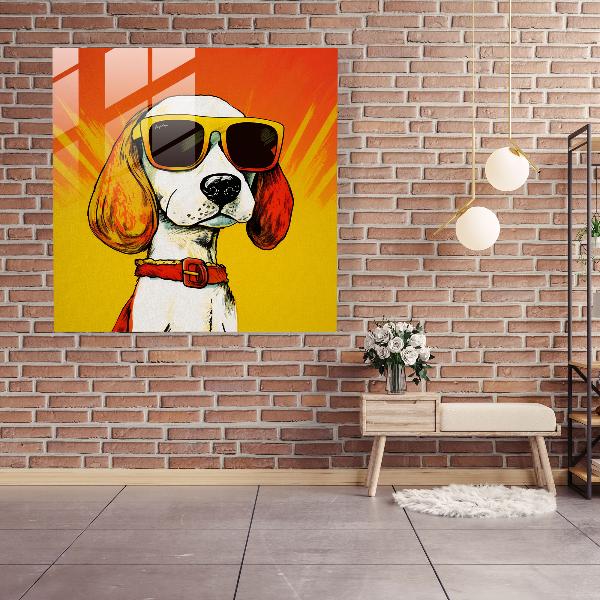 Snoopy Pop Art Cam Tablo - Duvara Asılabilir Snoopy Portresi
