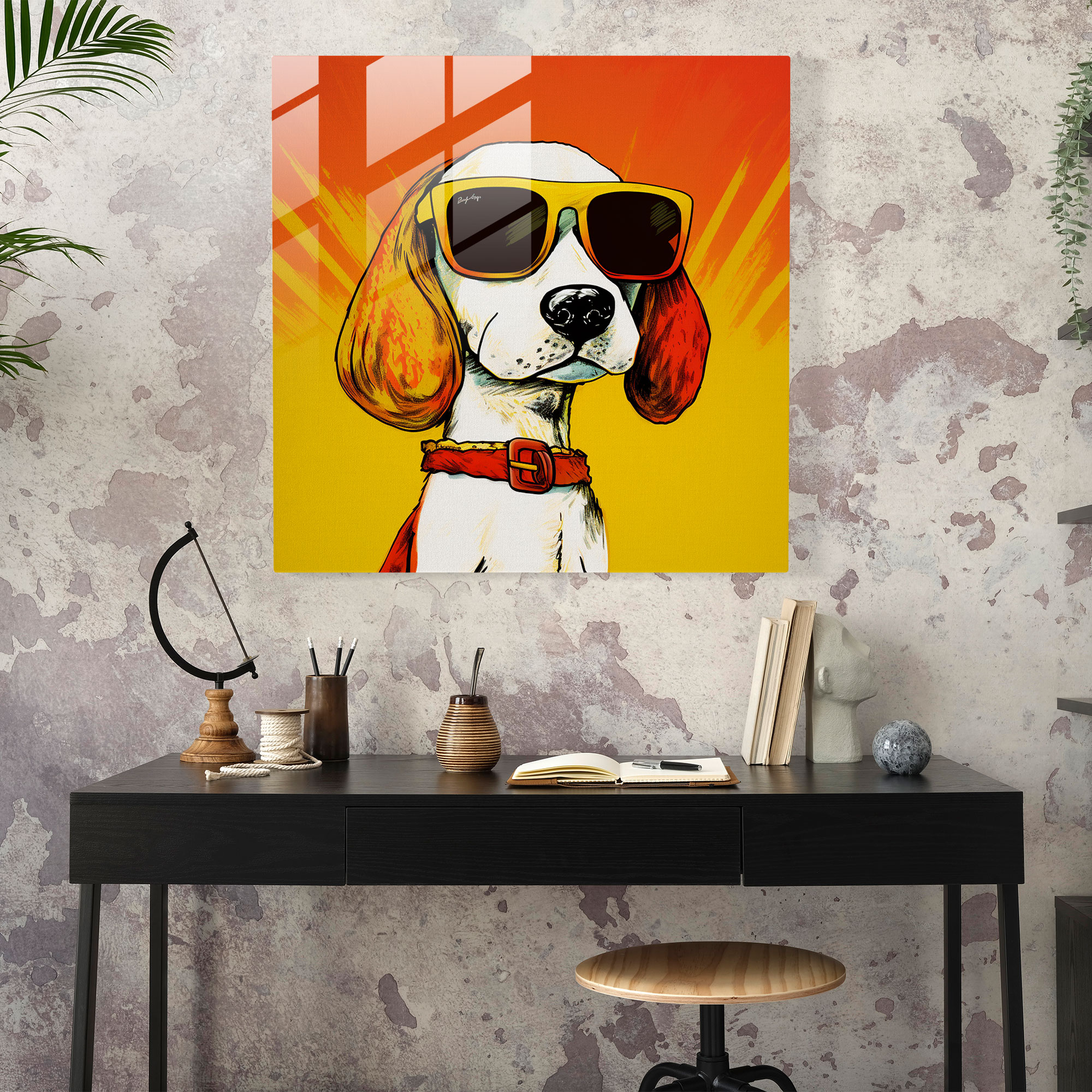 Snoopy Pop Art Cam Tablo - Duvara Asılabilir Snoopy Portresi