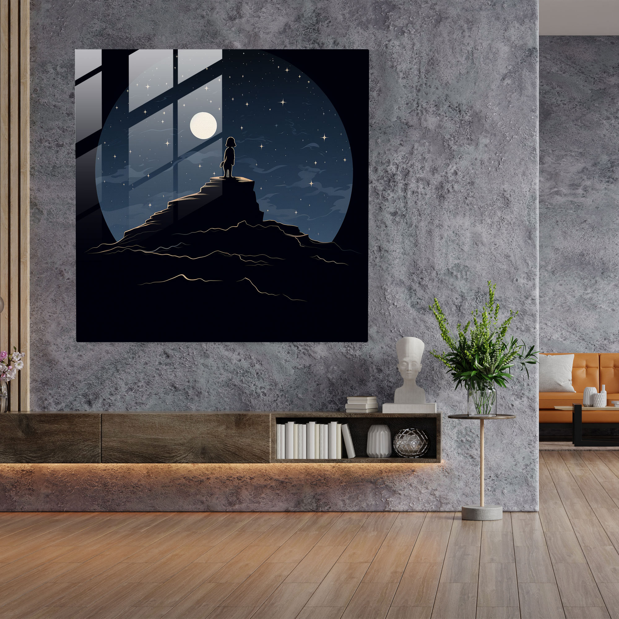Snoopy Minimalist Siluet Cam Tablo - Duvar Dekorasyonu ve Huzur için