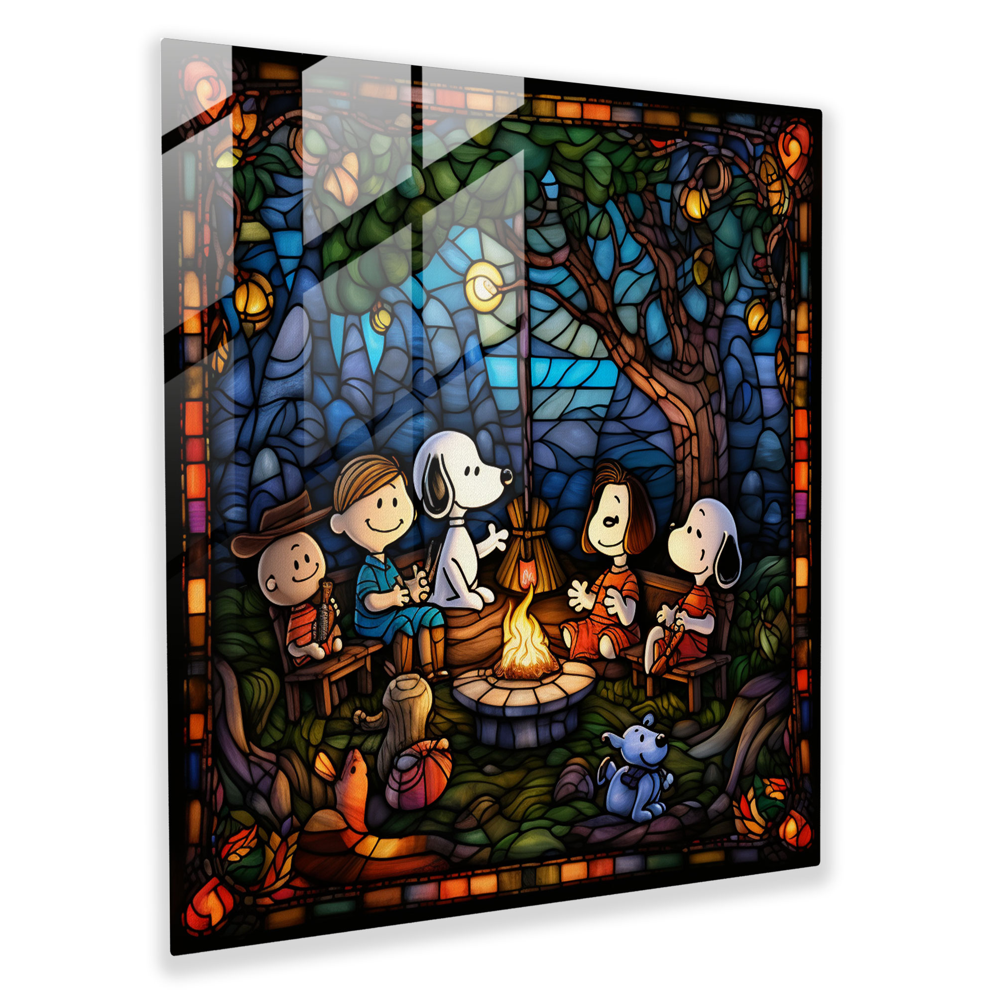Snoopy Stained Glass Wall Art - Snoopy, Cozy, Glass Art, Snoopy