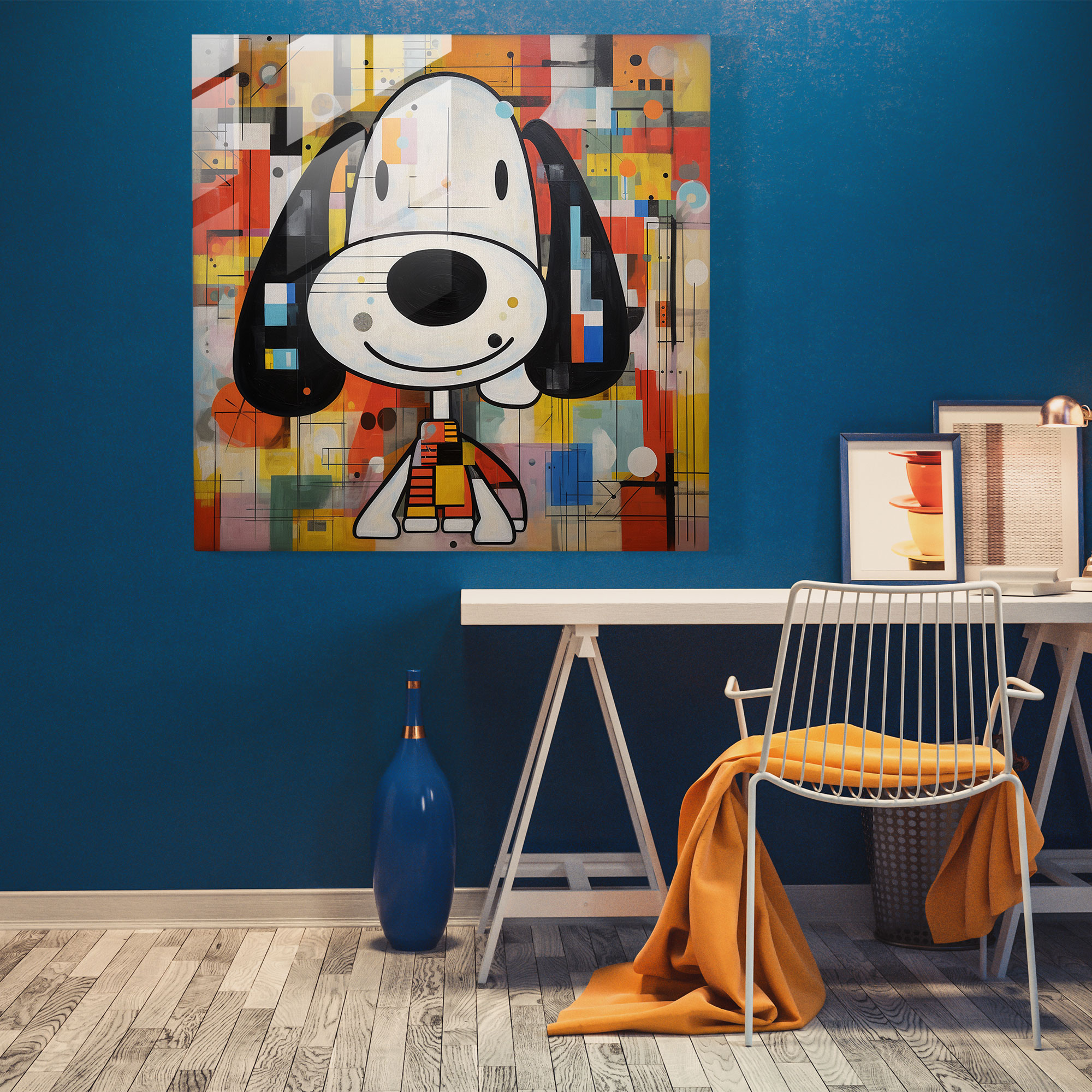 Snoopy Geometric Glass Wall Art - Snoopy, Shapes, Home Decoration, Artistic