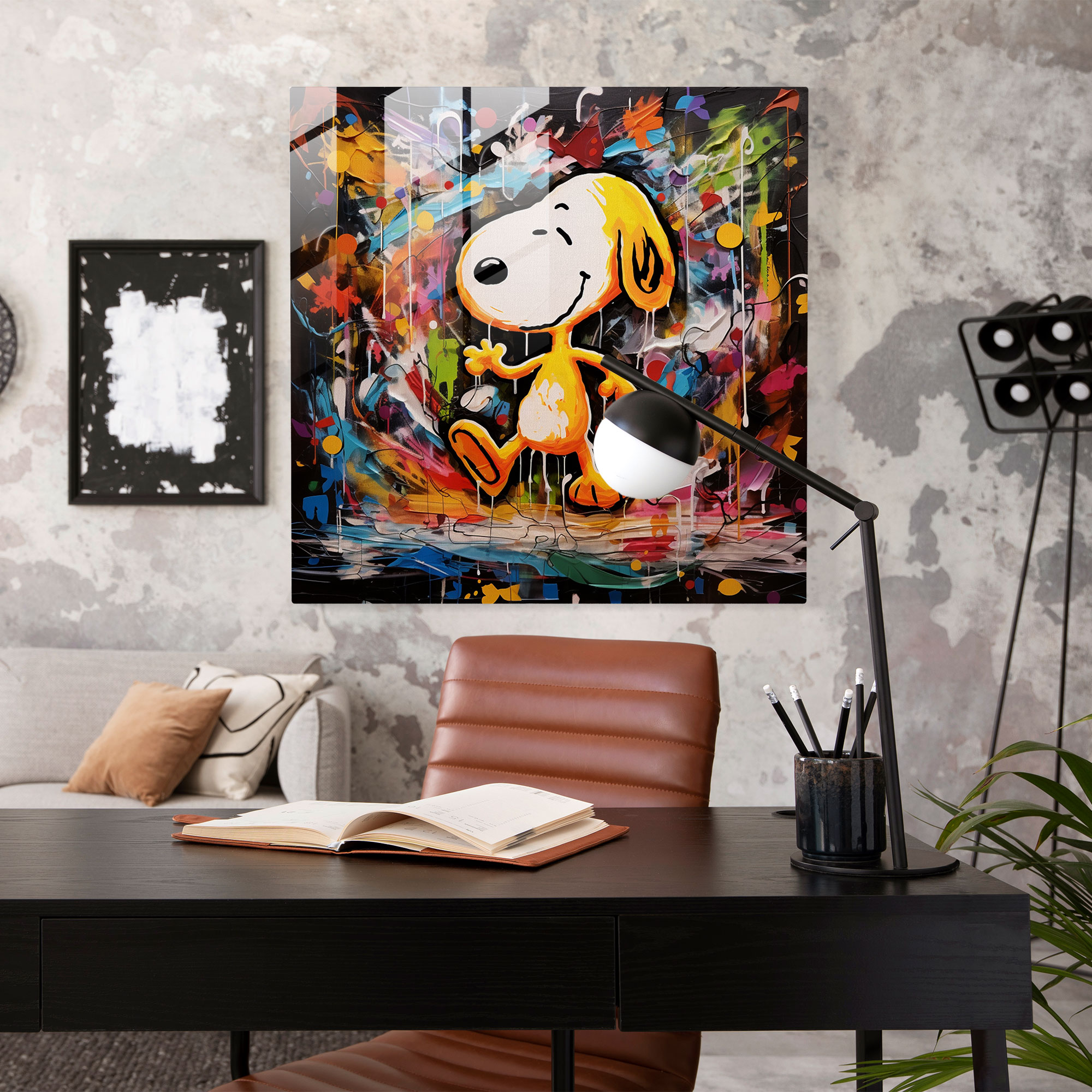 Snoopy Playful Glass Wall Art - Snoopy, Snoopy, Playful, Glass Wall Art