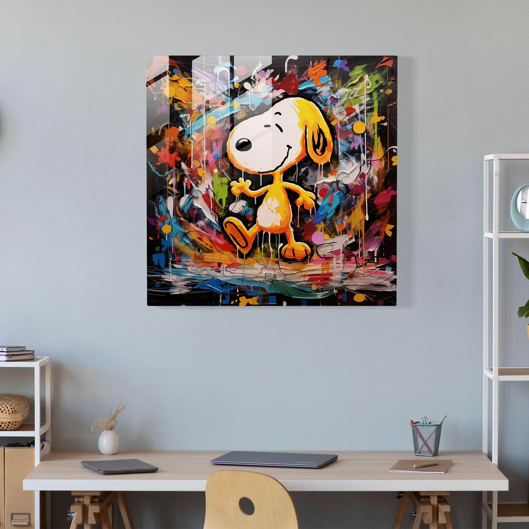 Snoopy Playful Glass Wall Art - Snoopy, Snoopy, Playful, Glass Wall Art