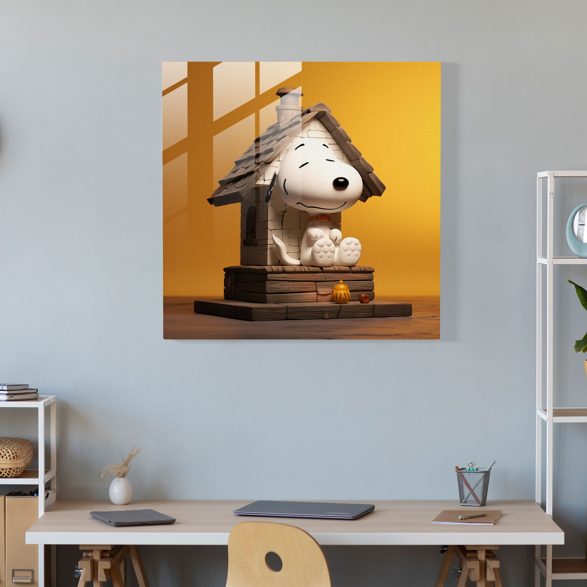 Snoopy Serenity Glass Print - Snoopy, Snoopy, Wall Decoration, Serene