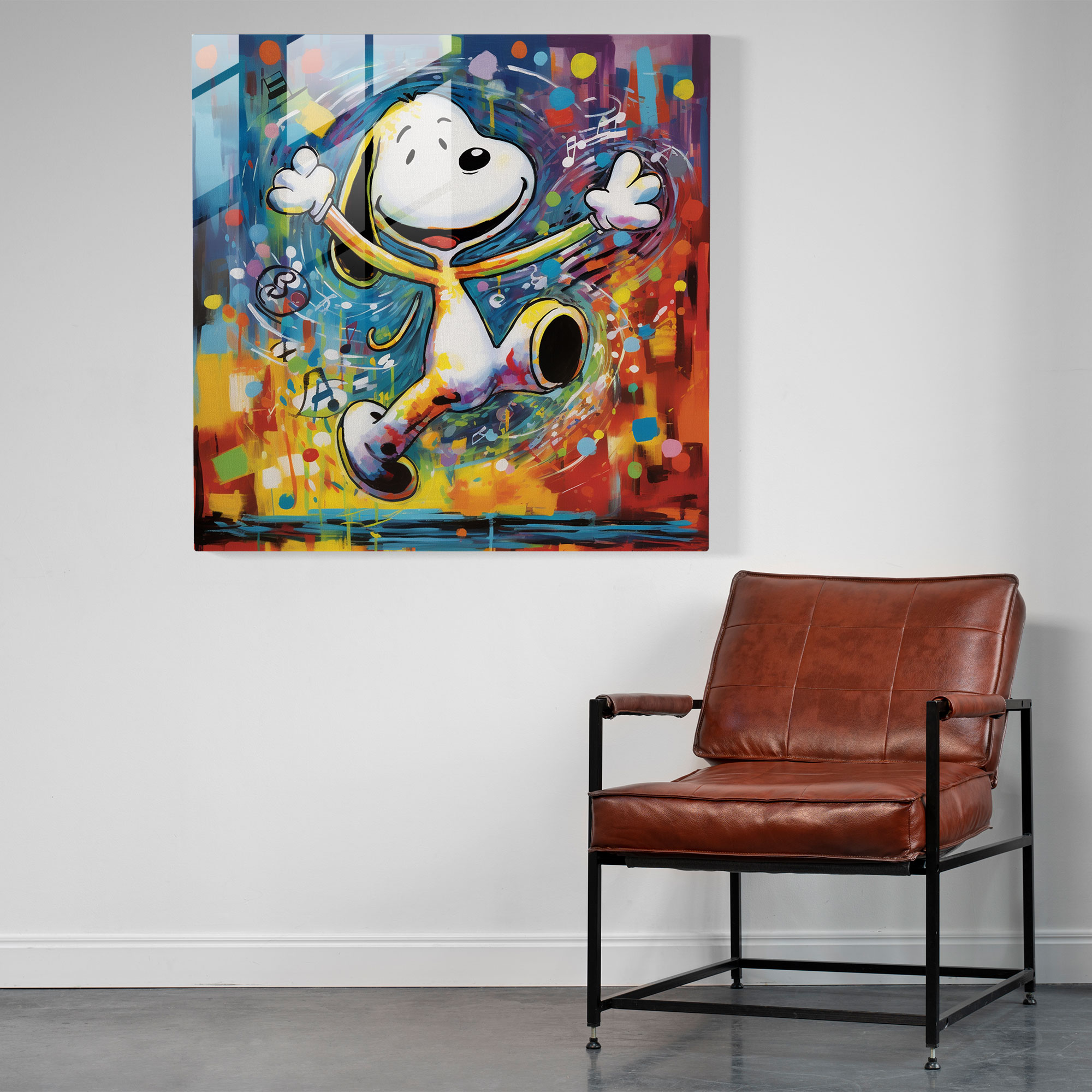Snoopy Pop Dance Glass Wall Art - Snoopy, Glass Print, Pop Art, Glass Wall Art