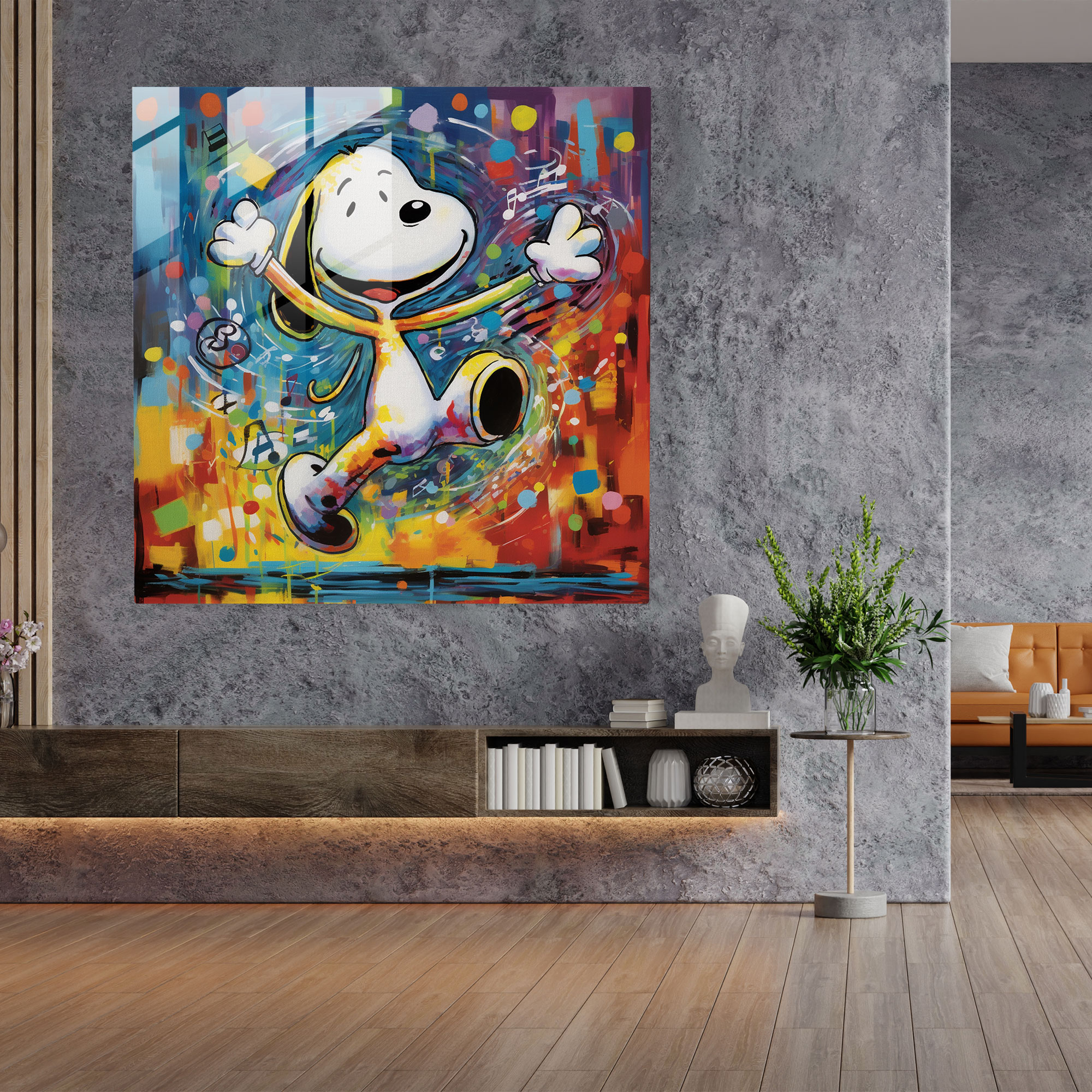 Snoopy Pop Dance Glass Wall Art - Snoopy, Glass Print, Pop Art, Glass Wall Art