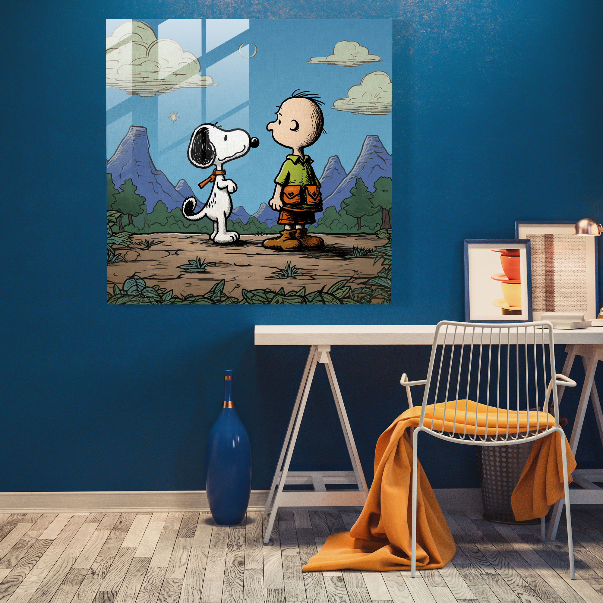 Vintage Adventure Glass Wall Art - Snoopy, Adventure, Modern Art, Wall Decoration