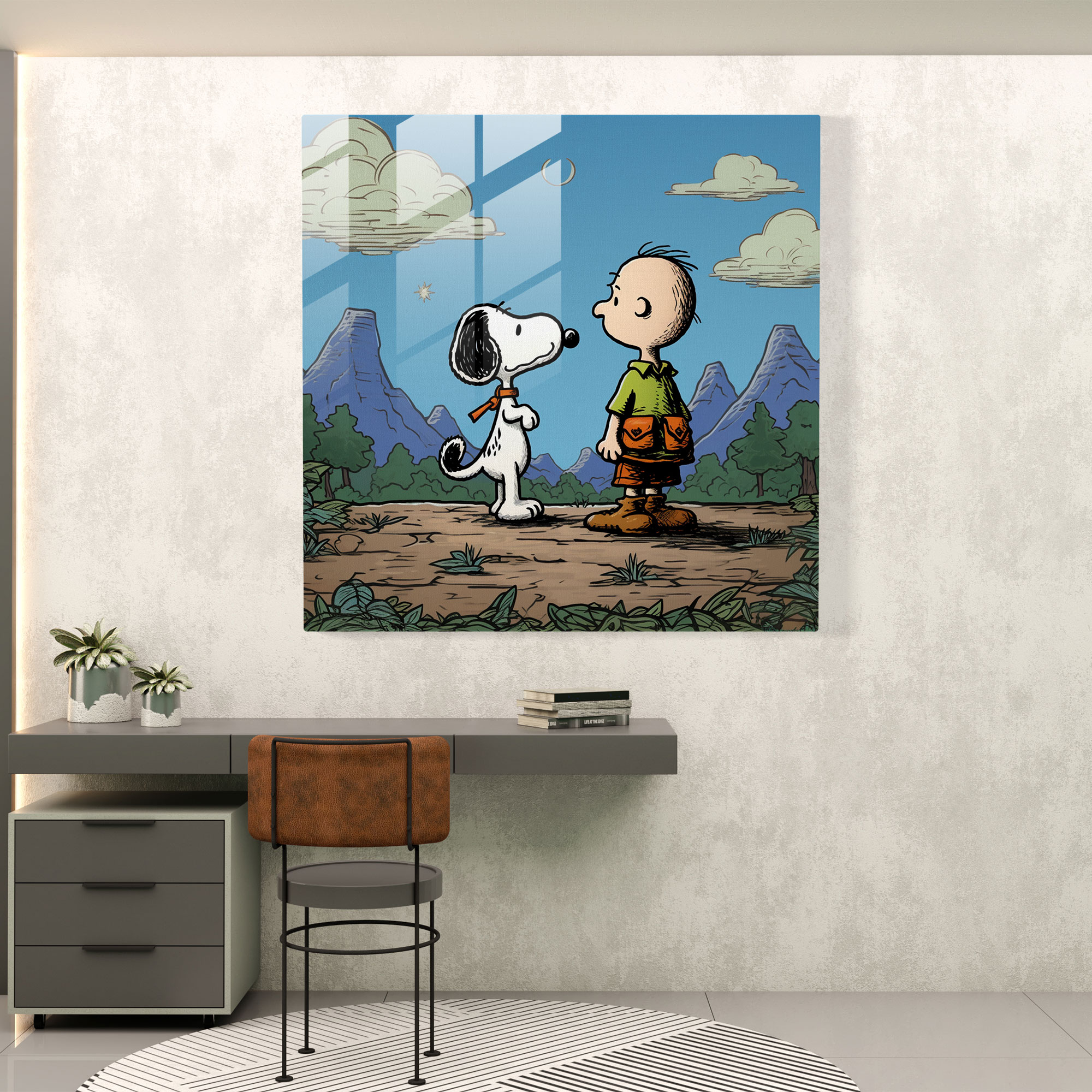 Vintage Adventure Glass Wall Art - Snoopy, Adventure, Modern Art, Wall Decoration