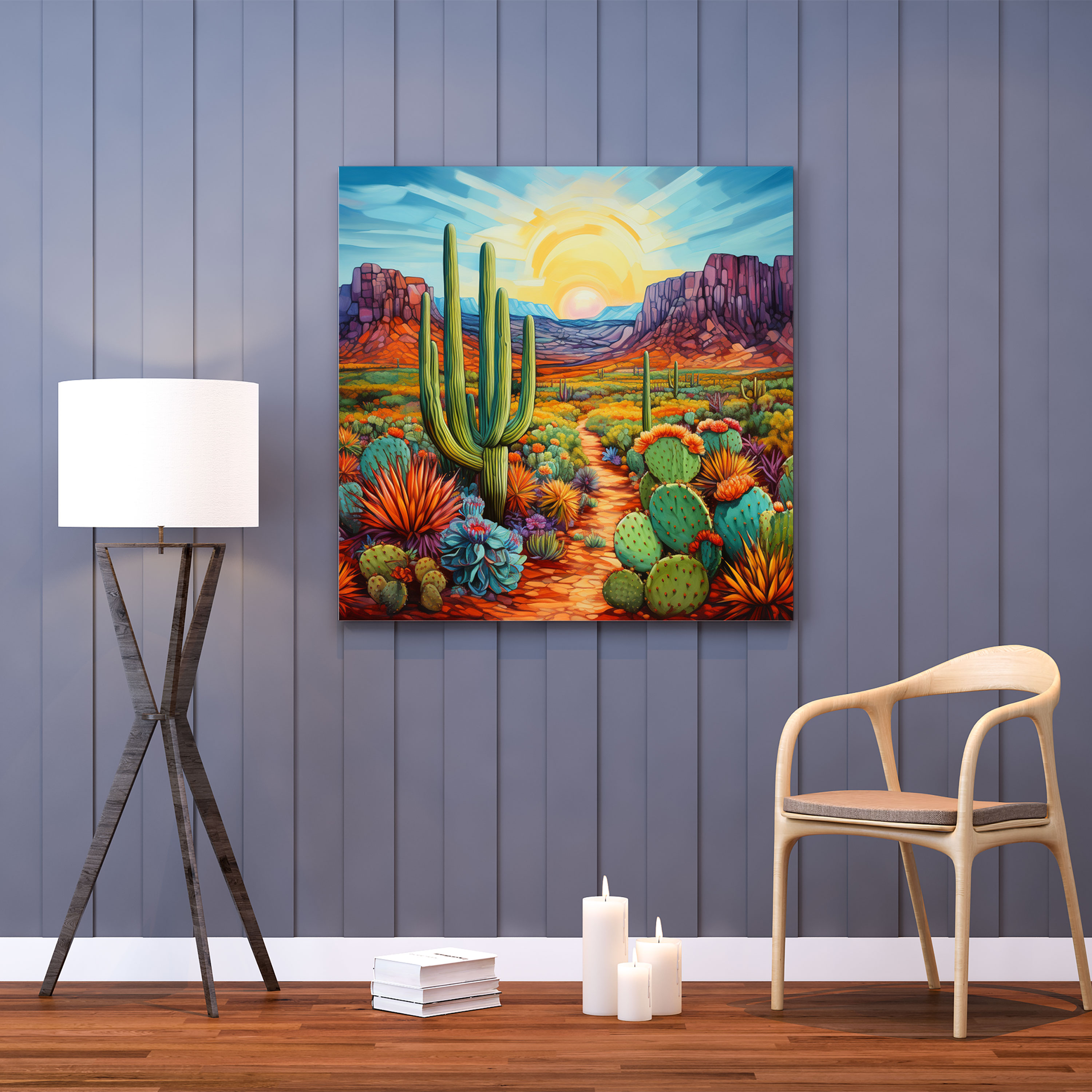 Southwest Canvas Print - Colorful Acrylic Painting - Southwest, Southwest, Canvas, Cacti