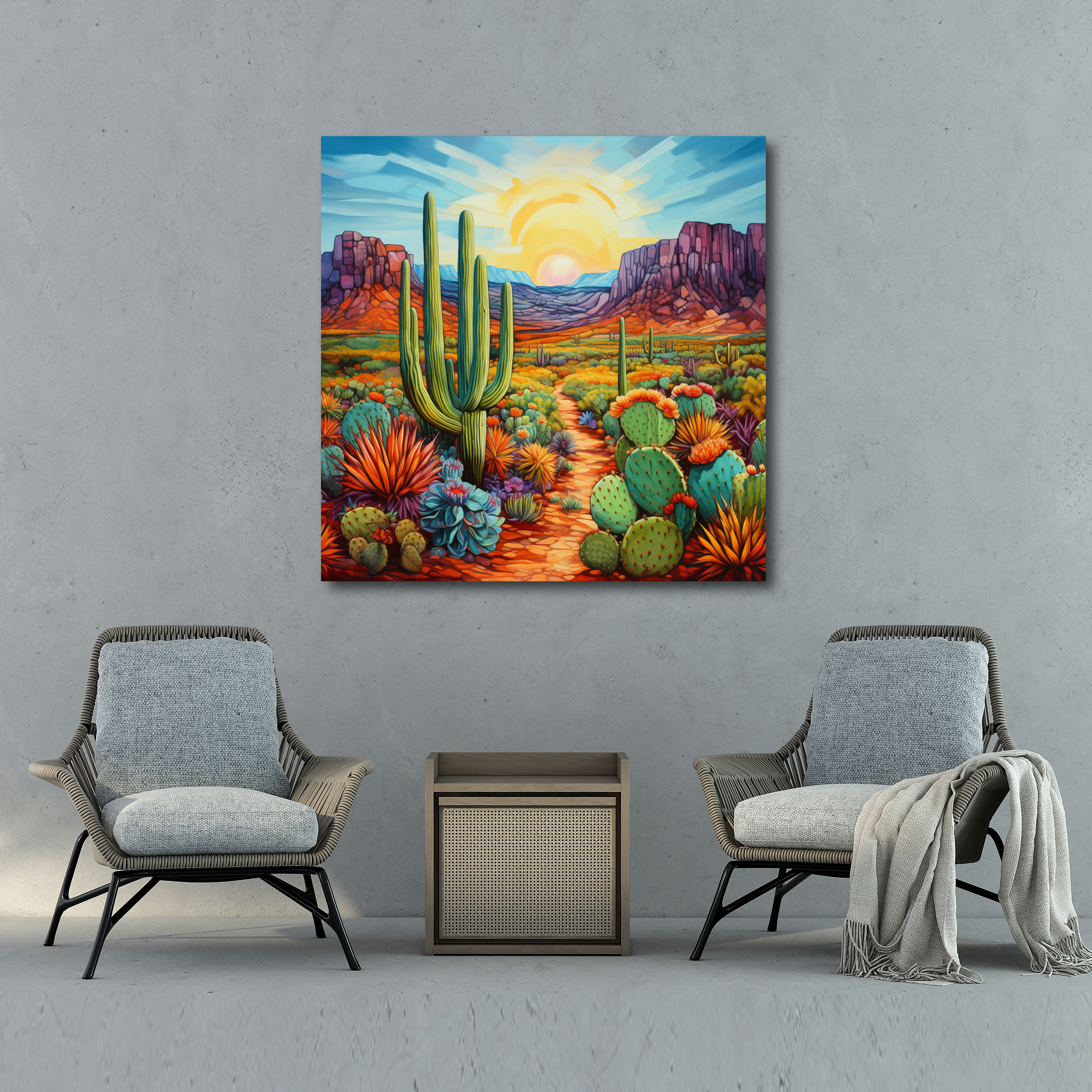Southwest Canvas Print - Colorful Acrylic Painting - Southwest, Southwest, Canvas, Cacti