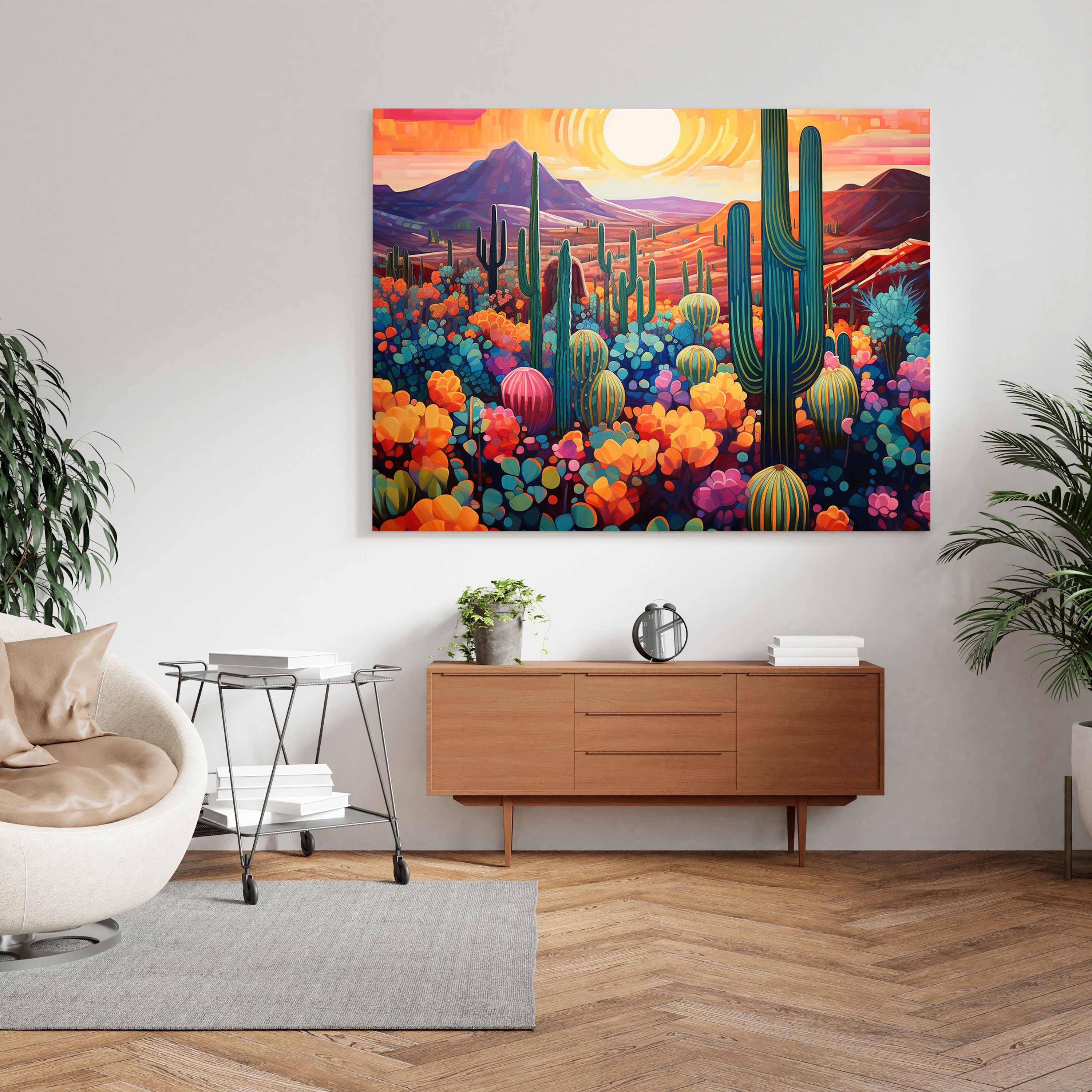 Southwest Sunset Canvas Print - Southwest, Home Decoration, Cactus Garden, Sunset