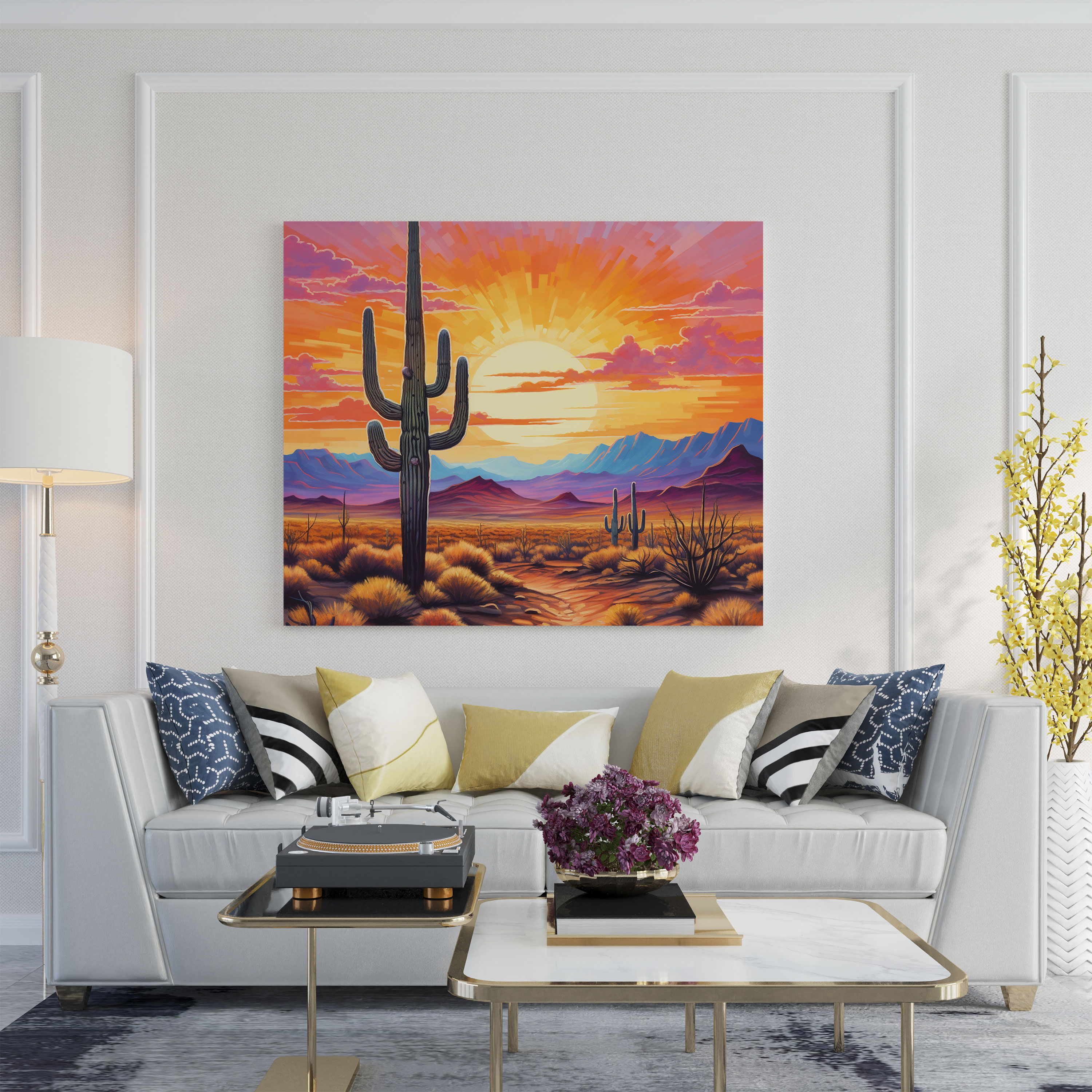 Güneybatı Saguaro Kanvas Tablo - Güneybatı Kanvas Duvar Sanatı Huzur