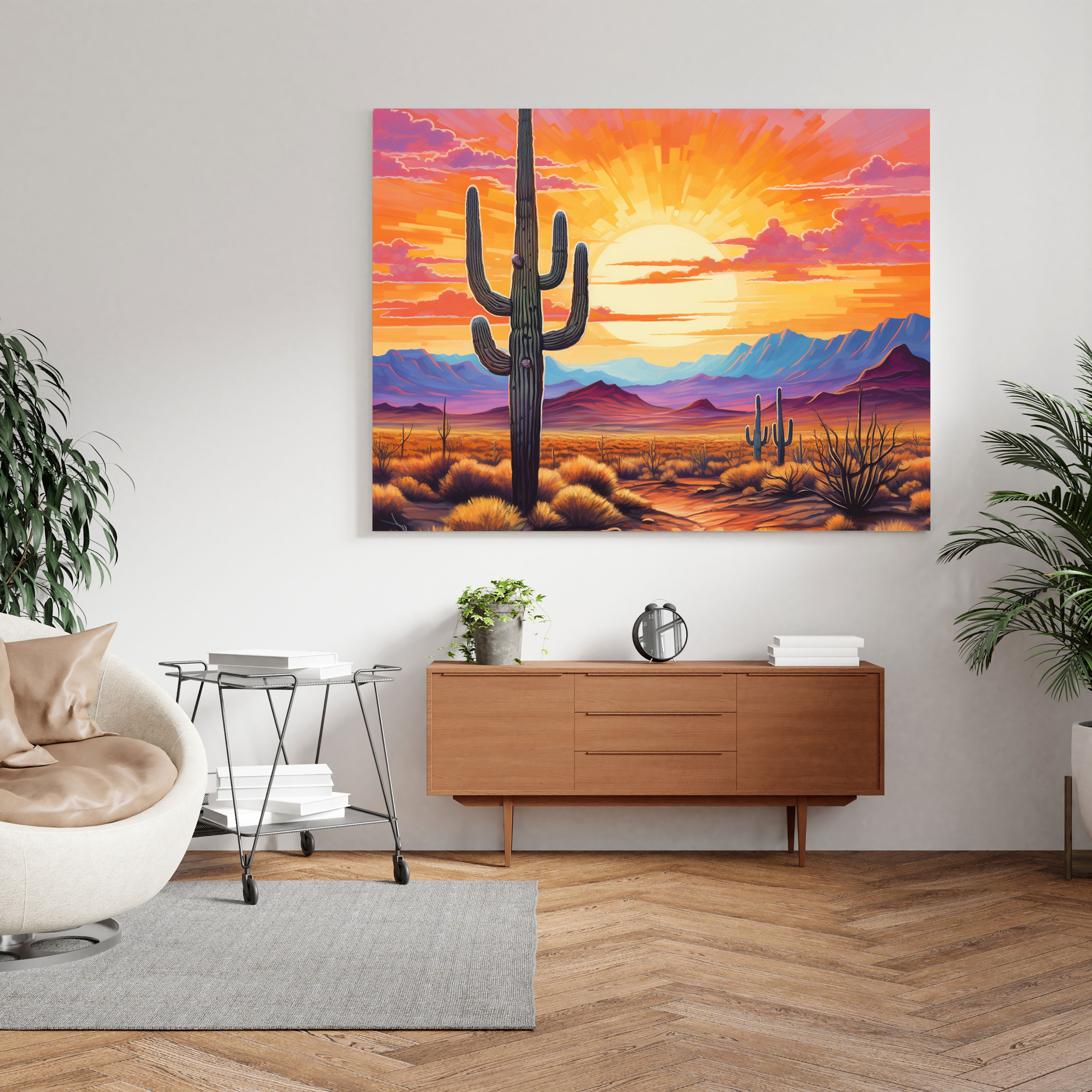 Güneybatı Saguaro Kanvas Tablo - Güneybatı Kanvas Duvar Sanatı Huzur