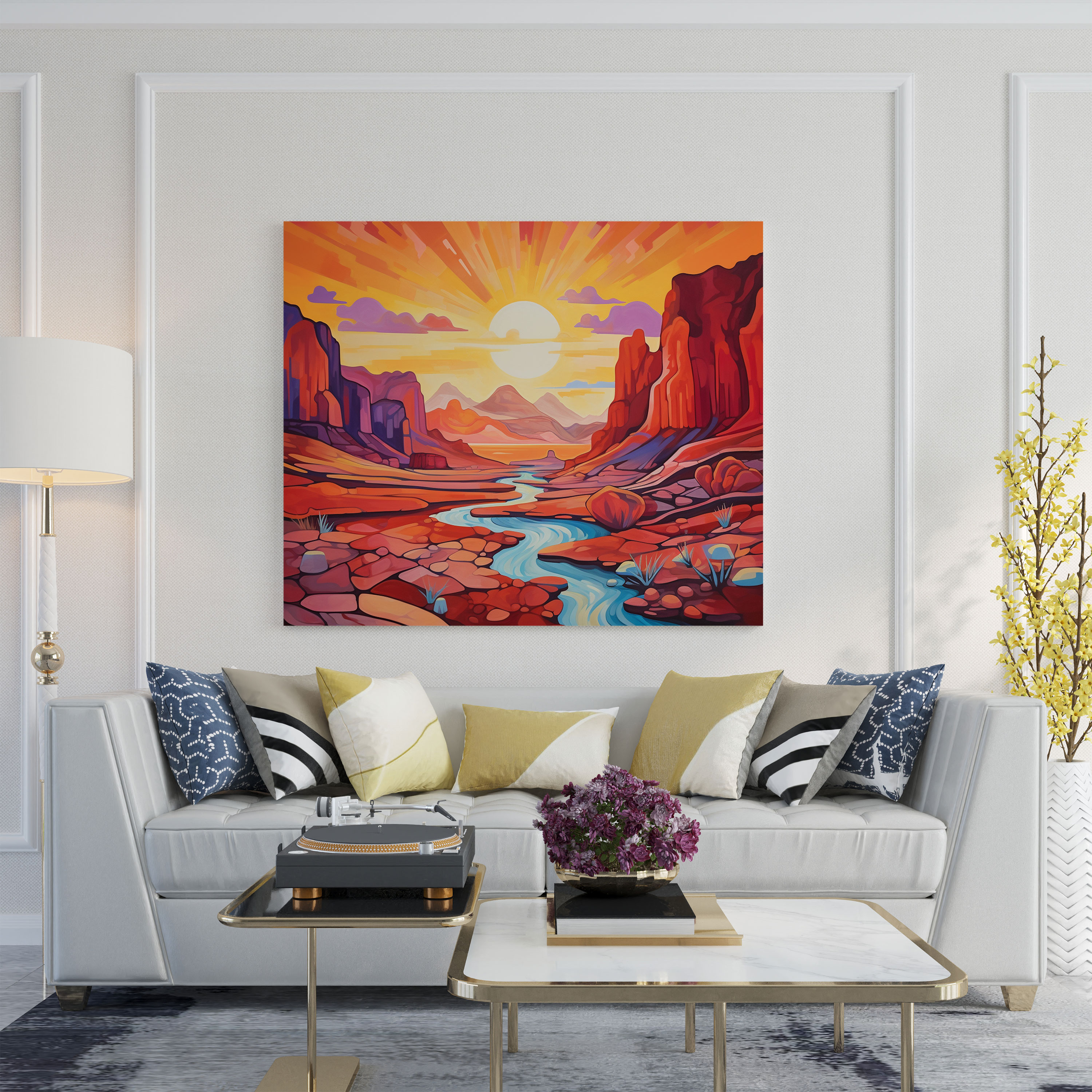 Southwest Canvas Print: Desert Sunset - Southwest, Wall Art, Wall Decoration, Red Rock Formations