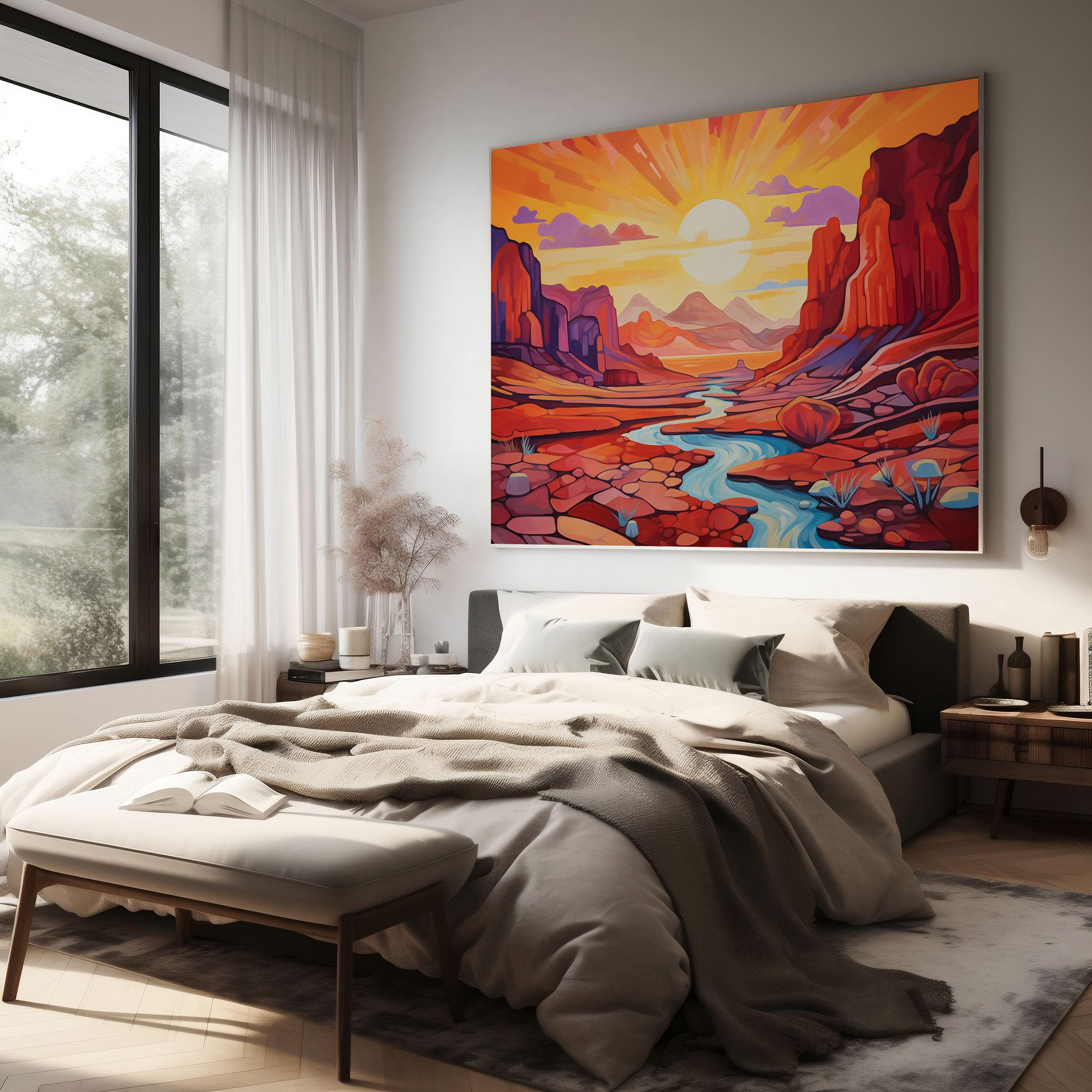 Southwest Canvas Print: Desert Sunset - Southwest, Wall Art, Wall Decoration, Red Rock Formations