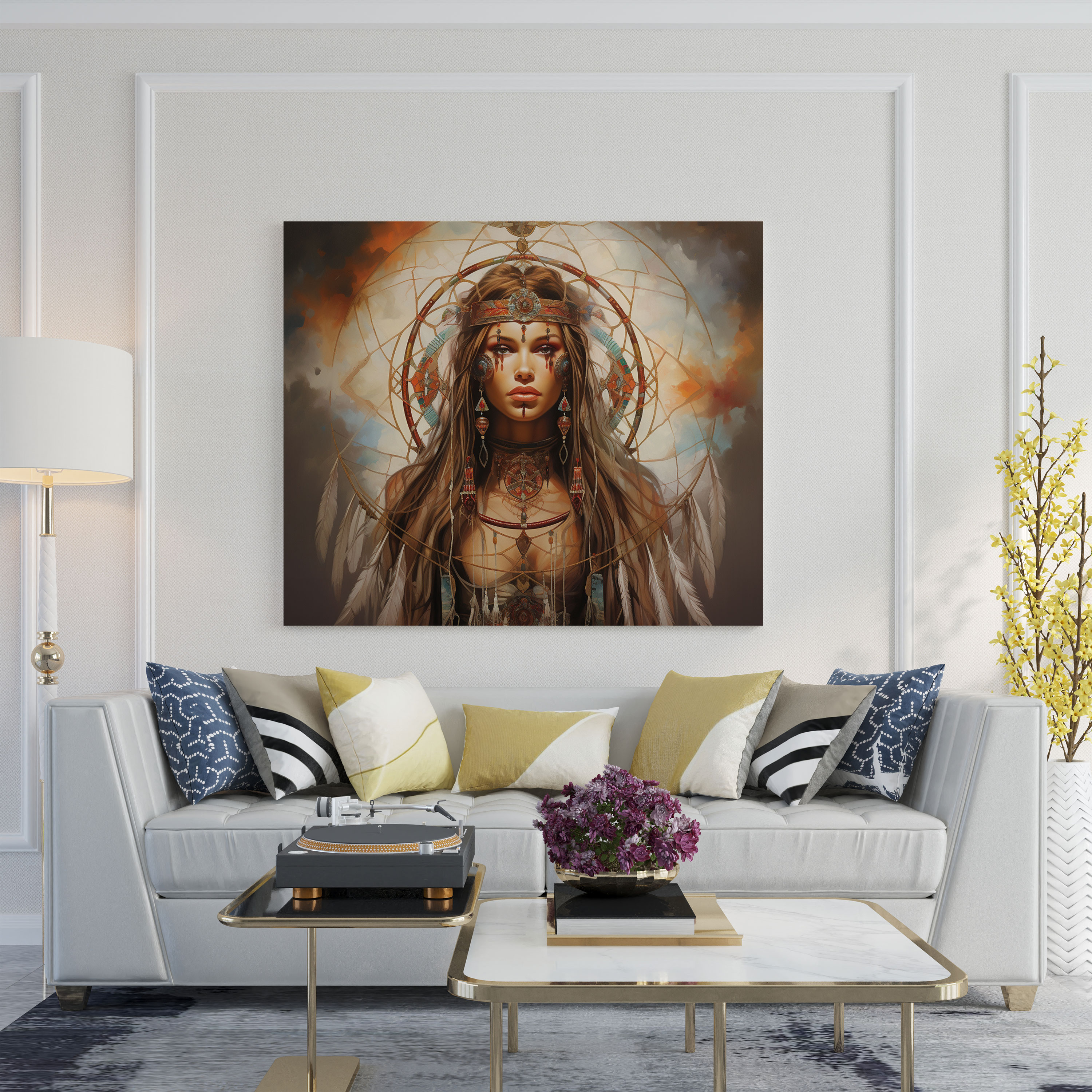 Southwest Wall Art: Native Dreamcatcher - Southwest, Wall Decoration, Canvas, Canvas Wall Art