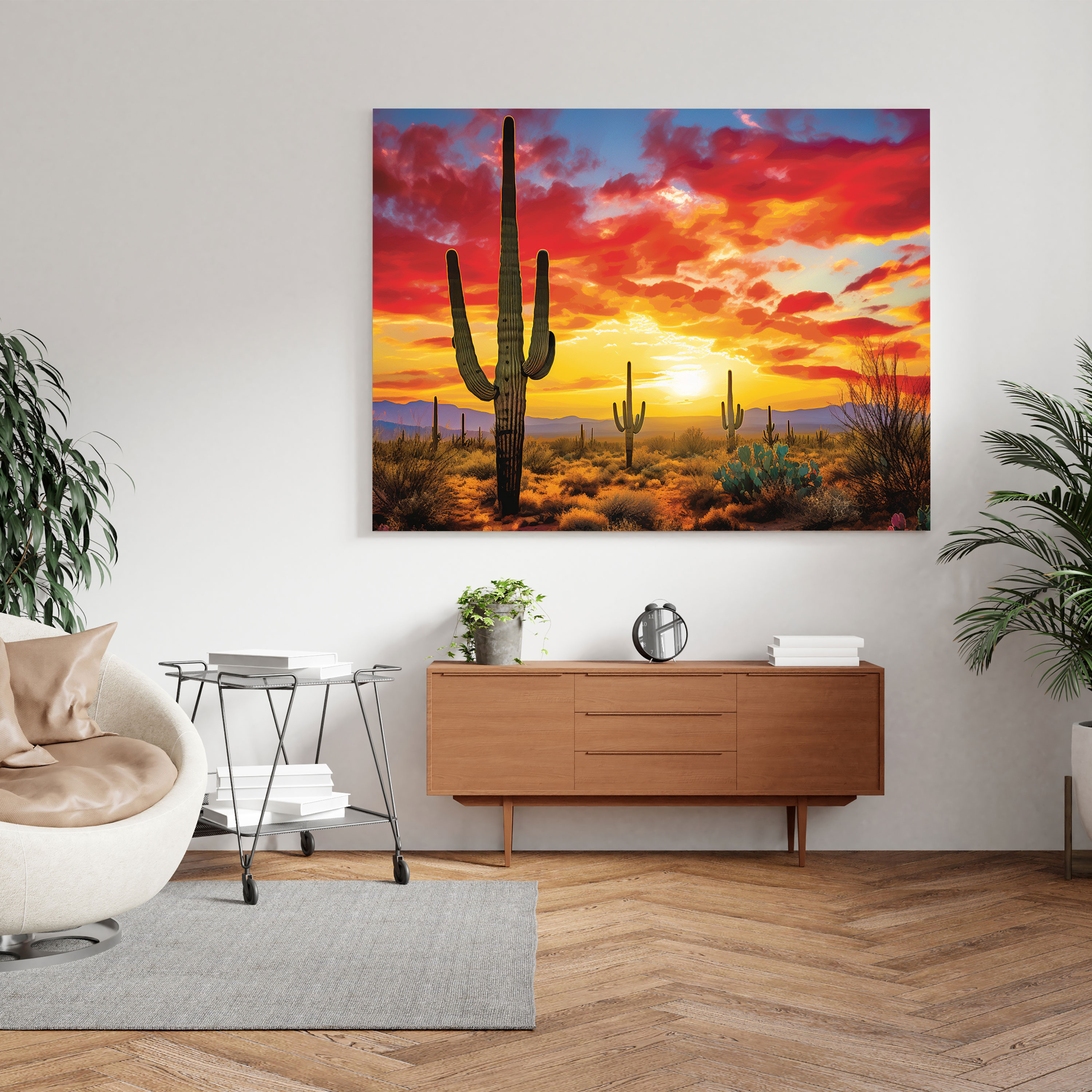 Southwest Canvas Print: Saguaro Silhouette - Southwest, Southwest, Wall Decoration, Home Decoration