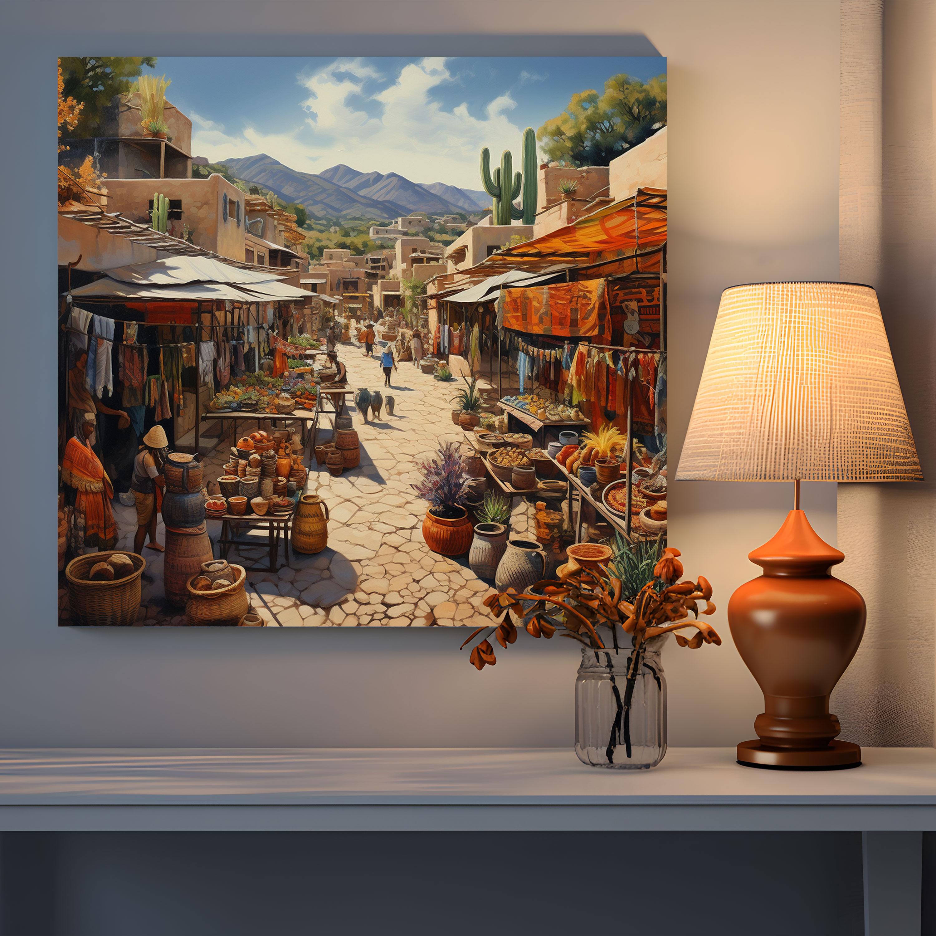 Southwest Wall Decoration: Market Fiesta - Southwest, Canvas Wall Art, Canvas, Traditional Artworks