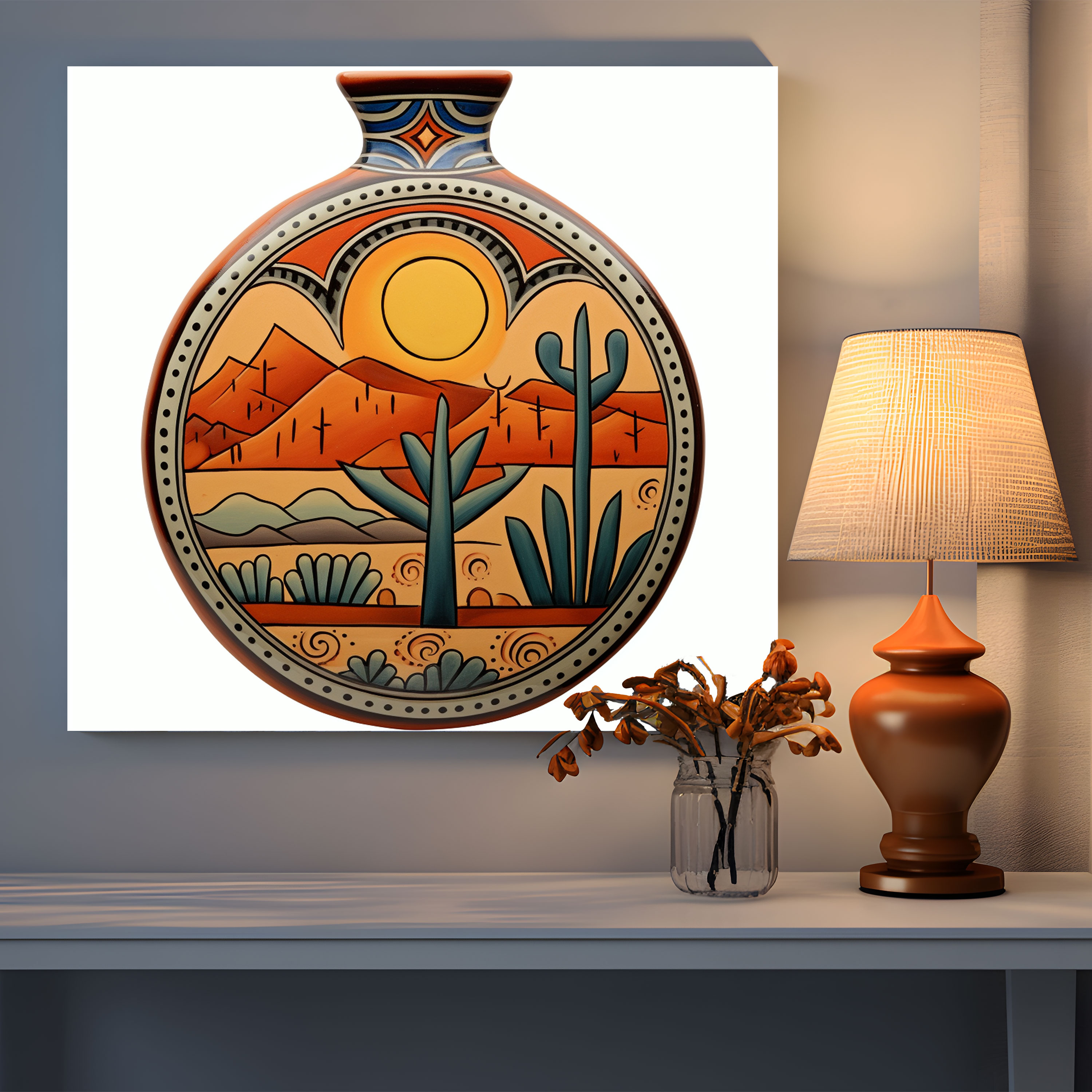Southwest Ceramic Wall Decoration - Southwest, Traditional Design, Home Decoration, Hand-Painted