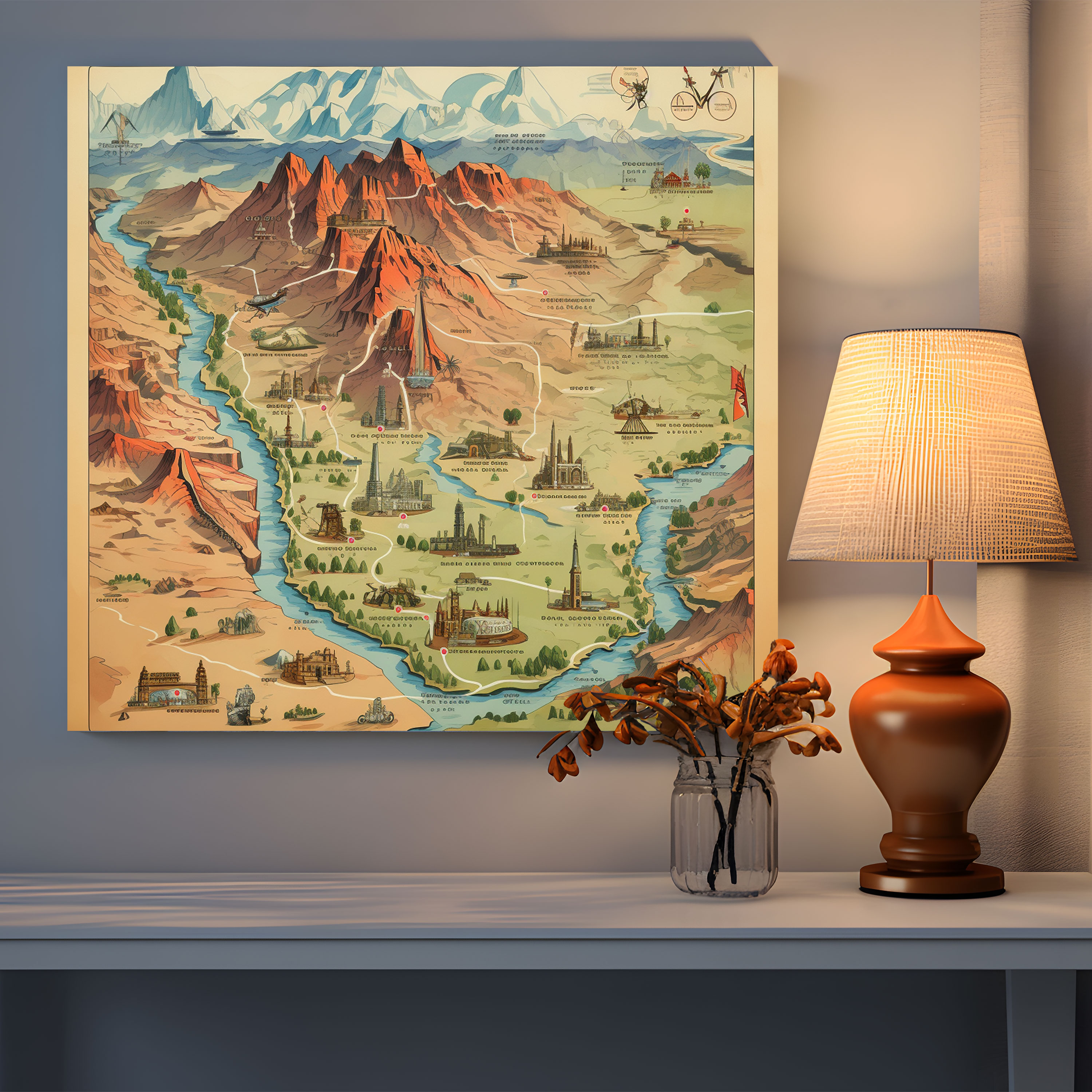 Southwest Canvas Print - Vintage Southwest Map Wall Art - Southwest, Wall Decoration, Canvas Print, Cities