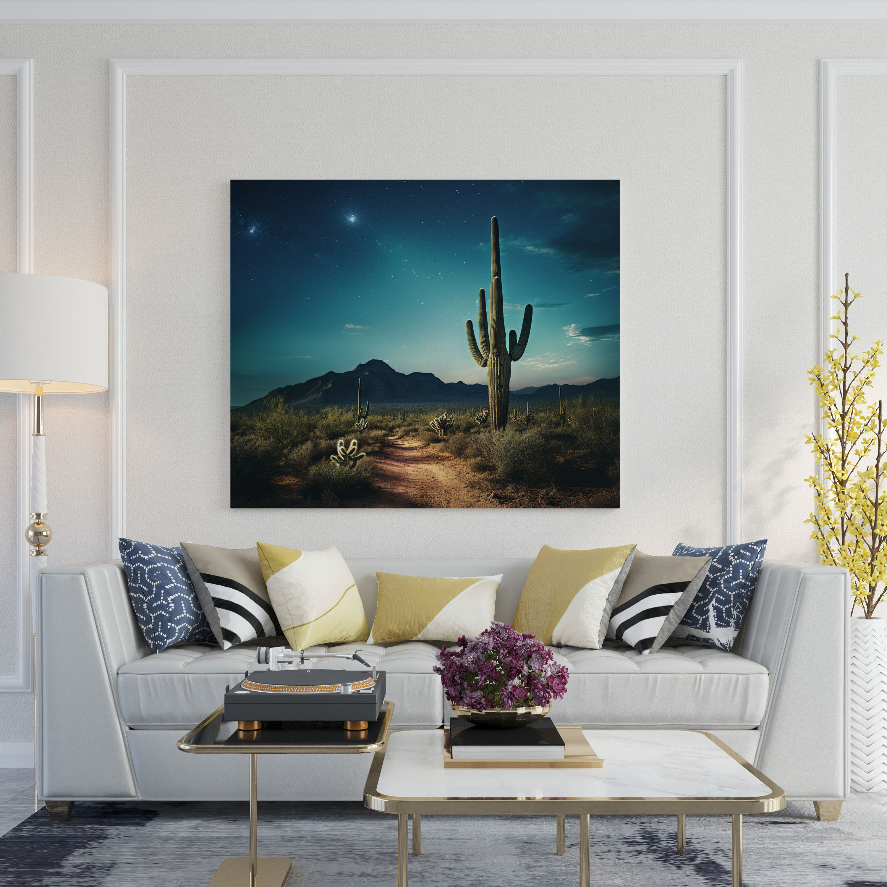 Southwest Wall Art - Desert Landscape With Saguaro Cactus Canvas Print - Southwest, Elevate, Saguaro Cactus, Canvas Print