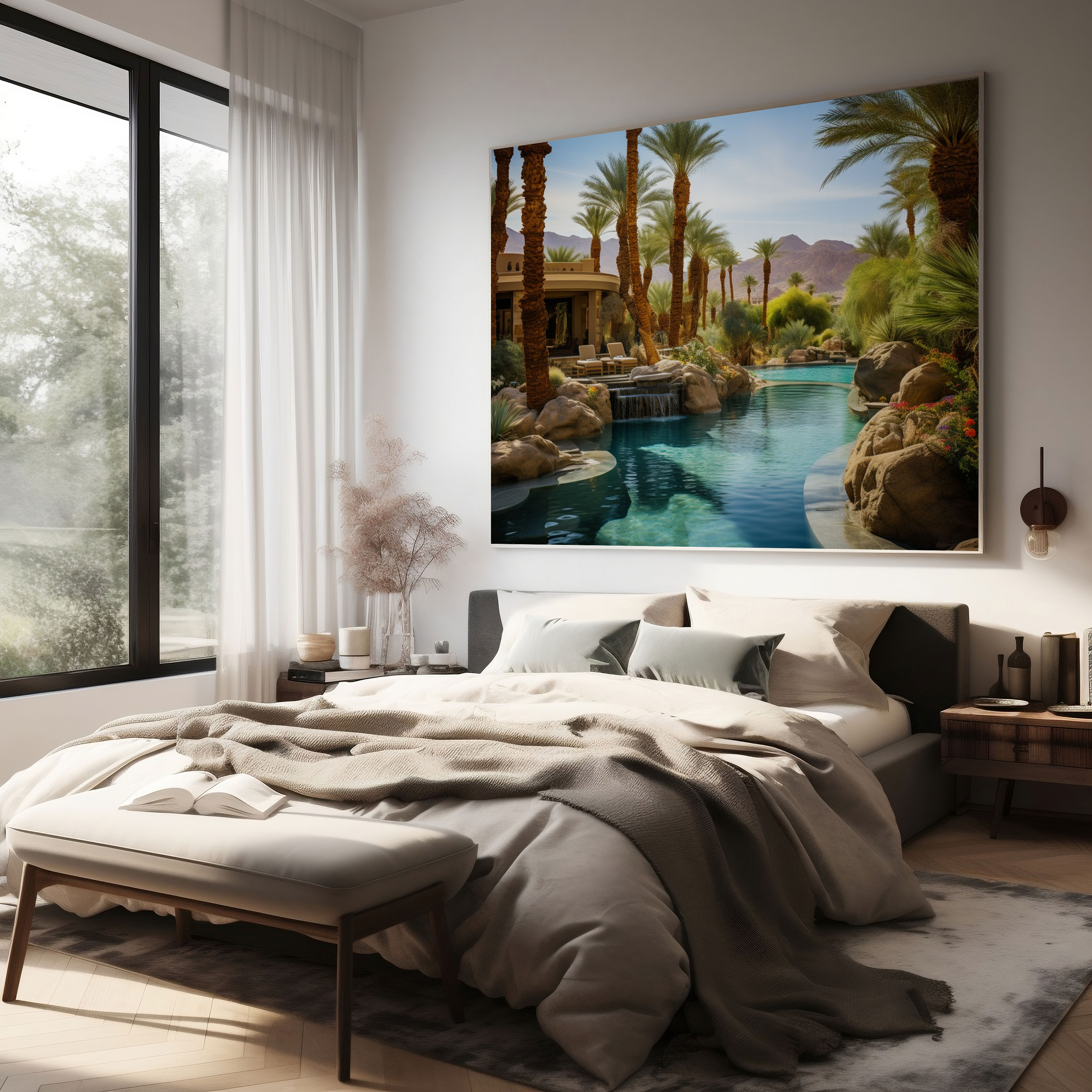 Southwest Wall Art - Desert Oasis With Turquoise Pool Canvas Print - Southwest, Southwest, Wall Art, Wall Decoration