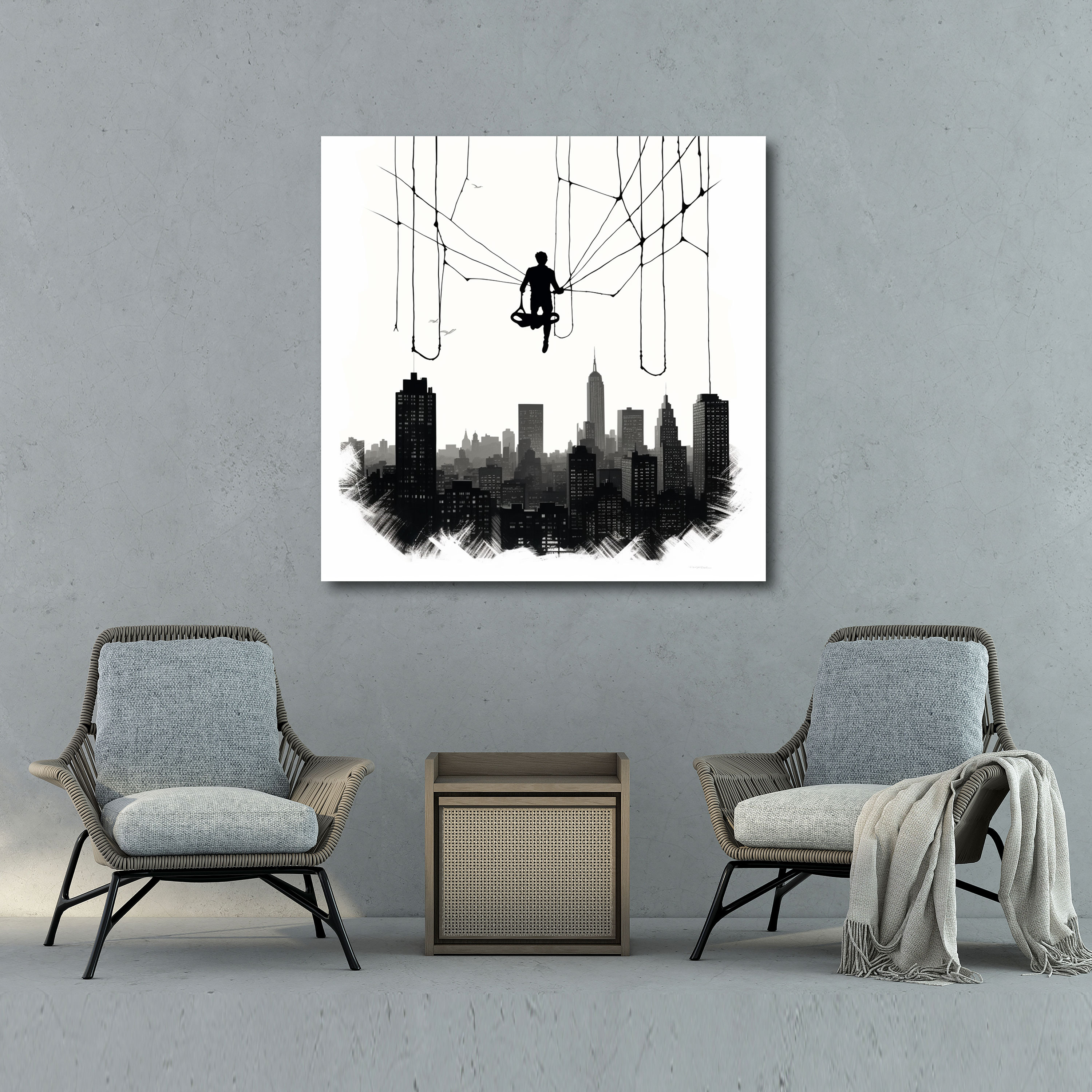 Spiderman Canvas Print - Minimalistic Black And White Wall Art - Spiderman, Minimalistic, Wall Art, Canvas Print