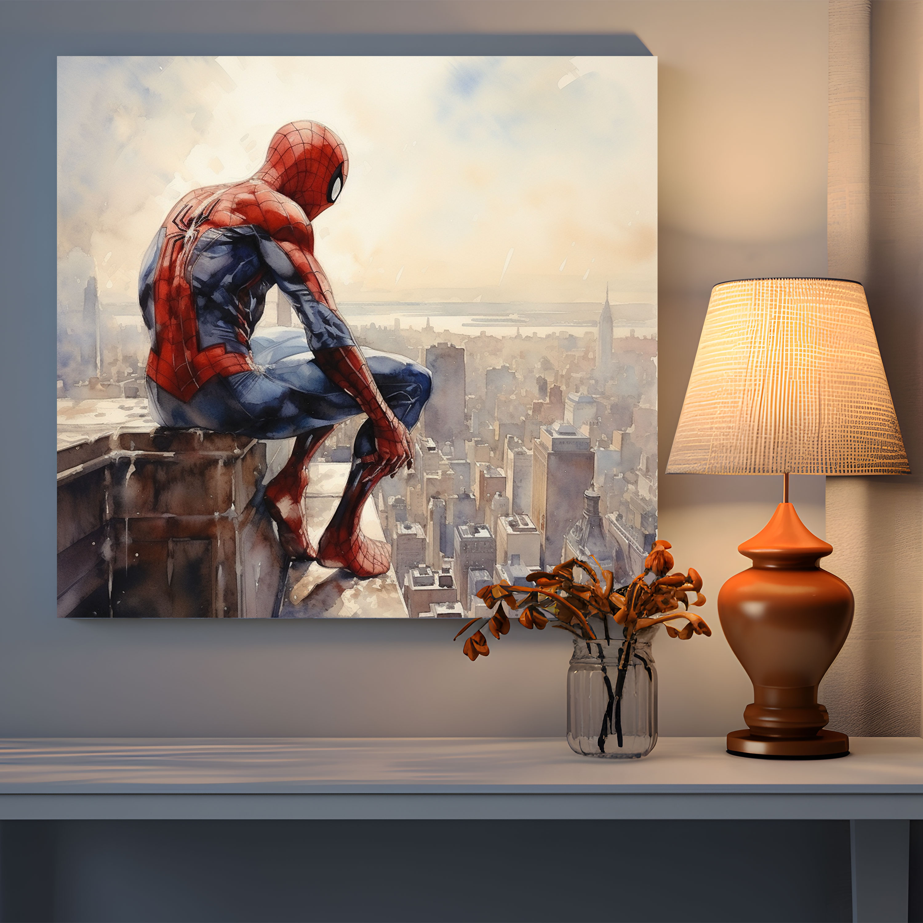 Spiderman Wall Art - Watercolor Painting Canvas Print - Spiderman, Home Decoration, Wall Art, Wall Decoration