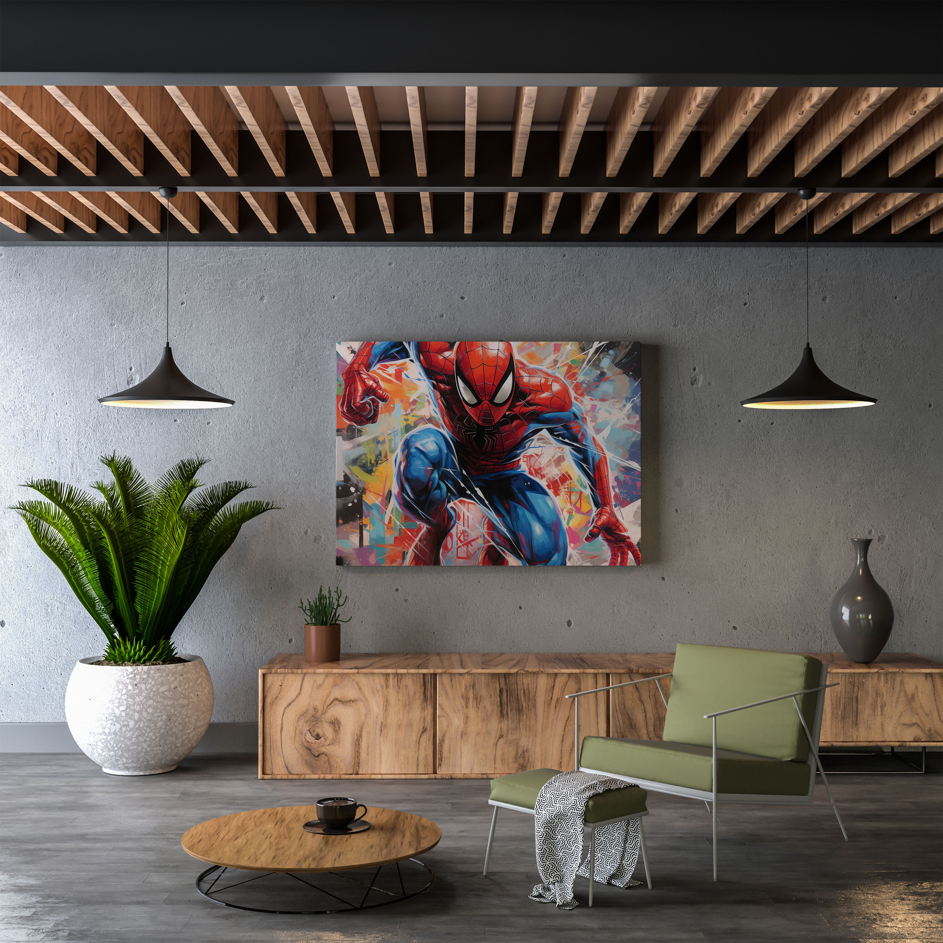 Spiderman Wall Decoration - Graffiti Style Canvas Print - Spiderman, Canvas Print, Canvas Wall Art, Vibrant