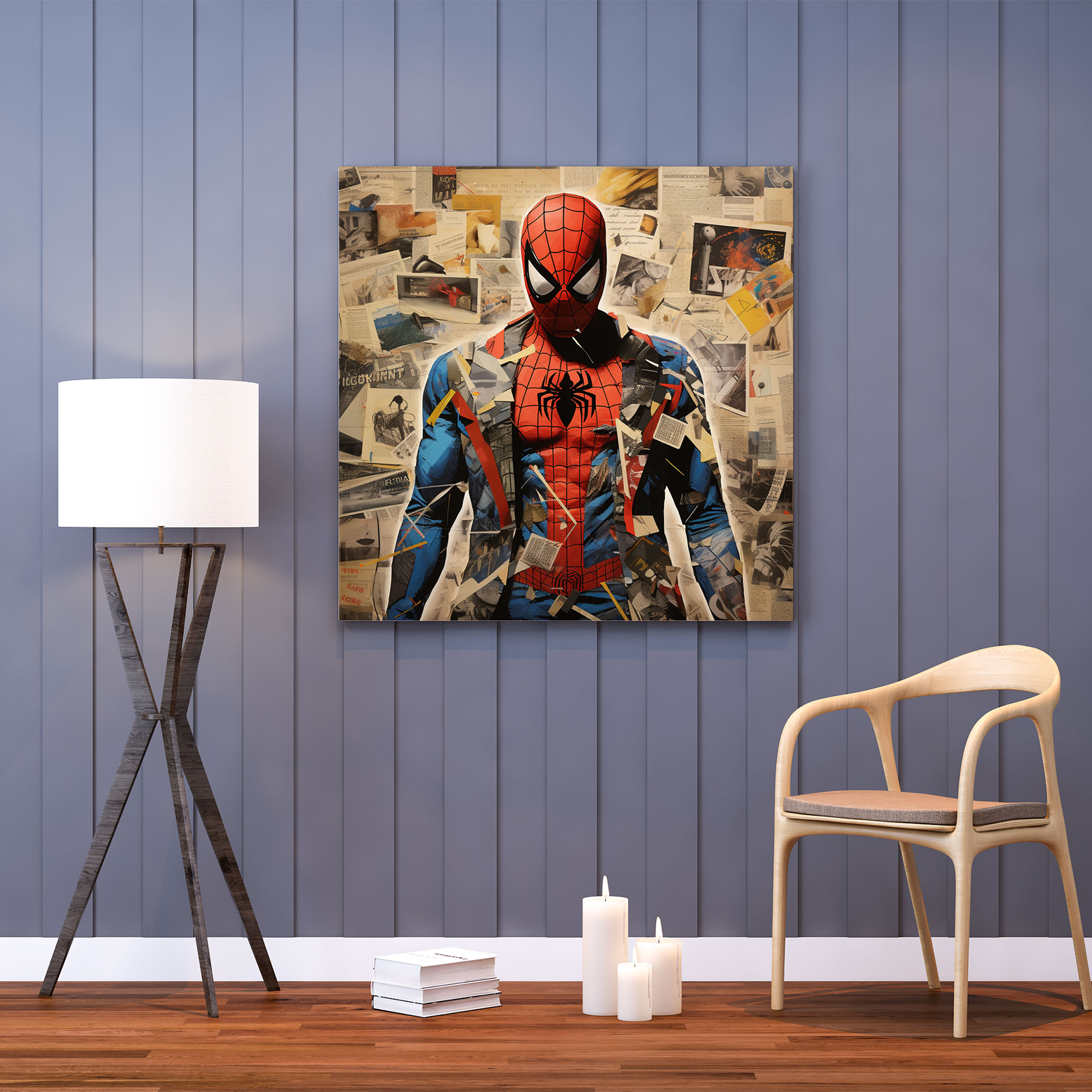Spiderman Canvas Print - Collage Art Wall Decoration - Spiderman, Superhero Emblem, Wall Decoration, Spiderman