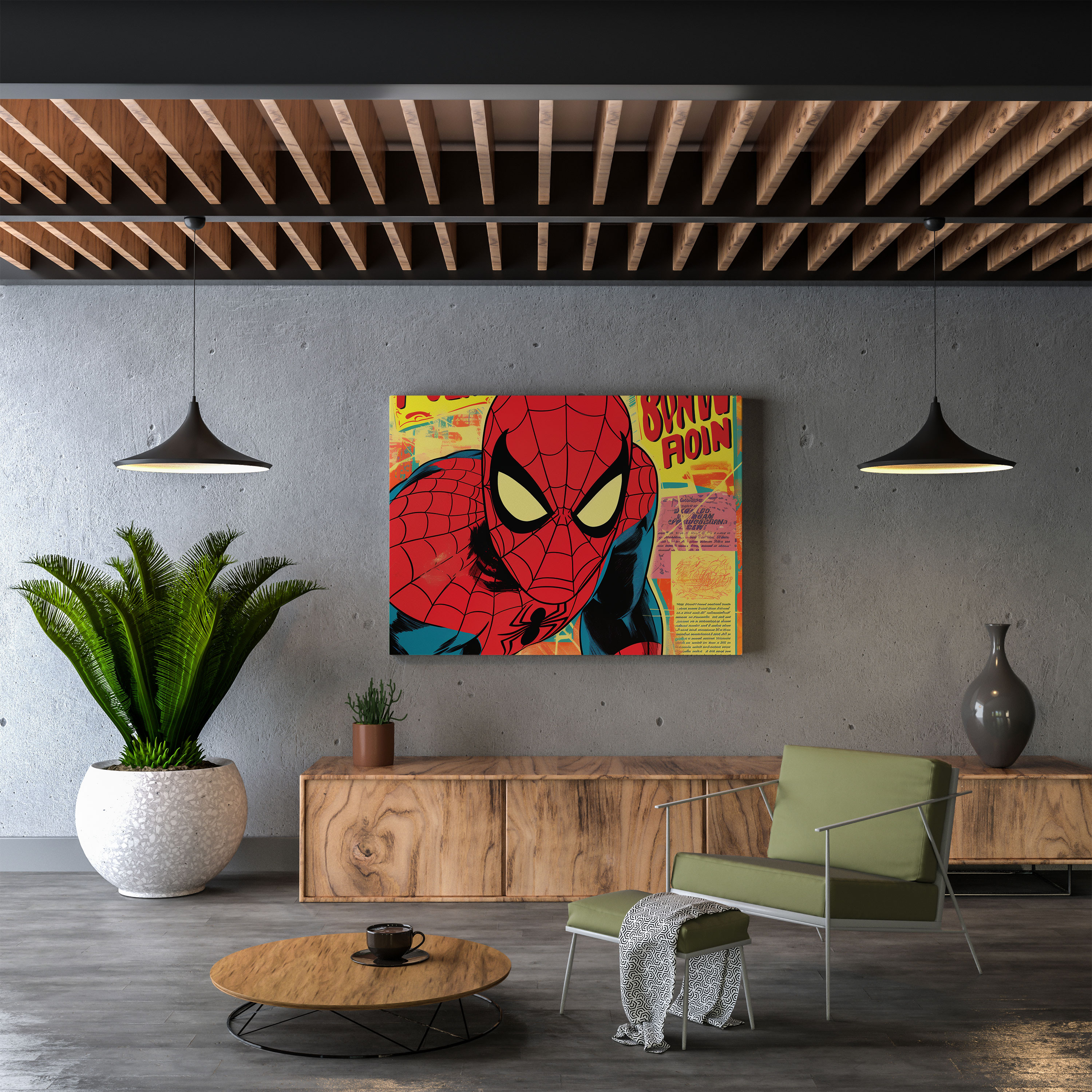Spiderman Wall Art - Retro Pop Art Canvas Print - Spiderman, Canvas, Wall Art, Exaggerated Typography