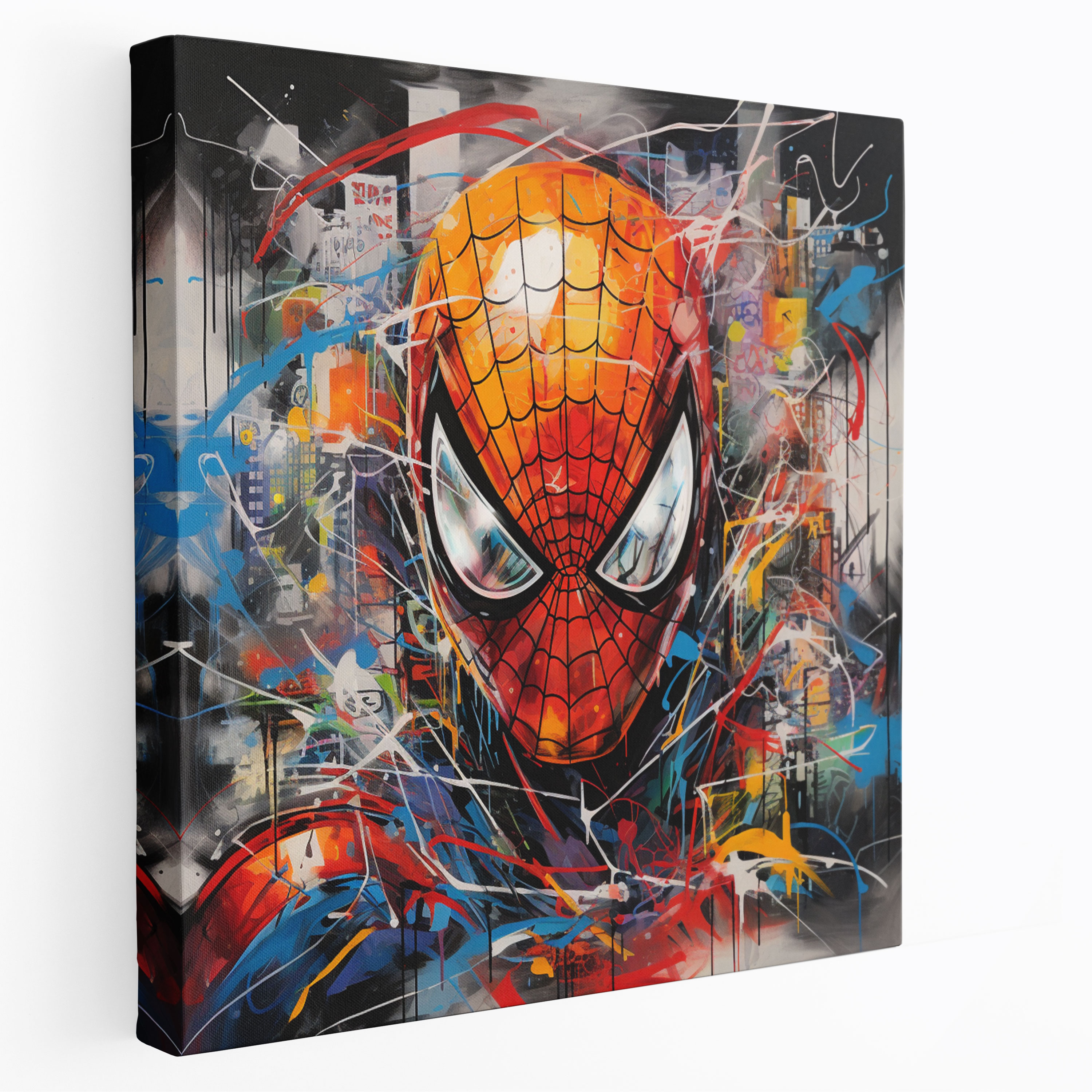 Spiderman Wandkunst - Leinwandbild im Graffiti-Stil - Spiderman Dekoration für Zuhause Wandkunst urbane Elemente