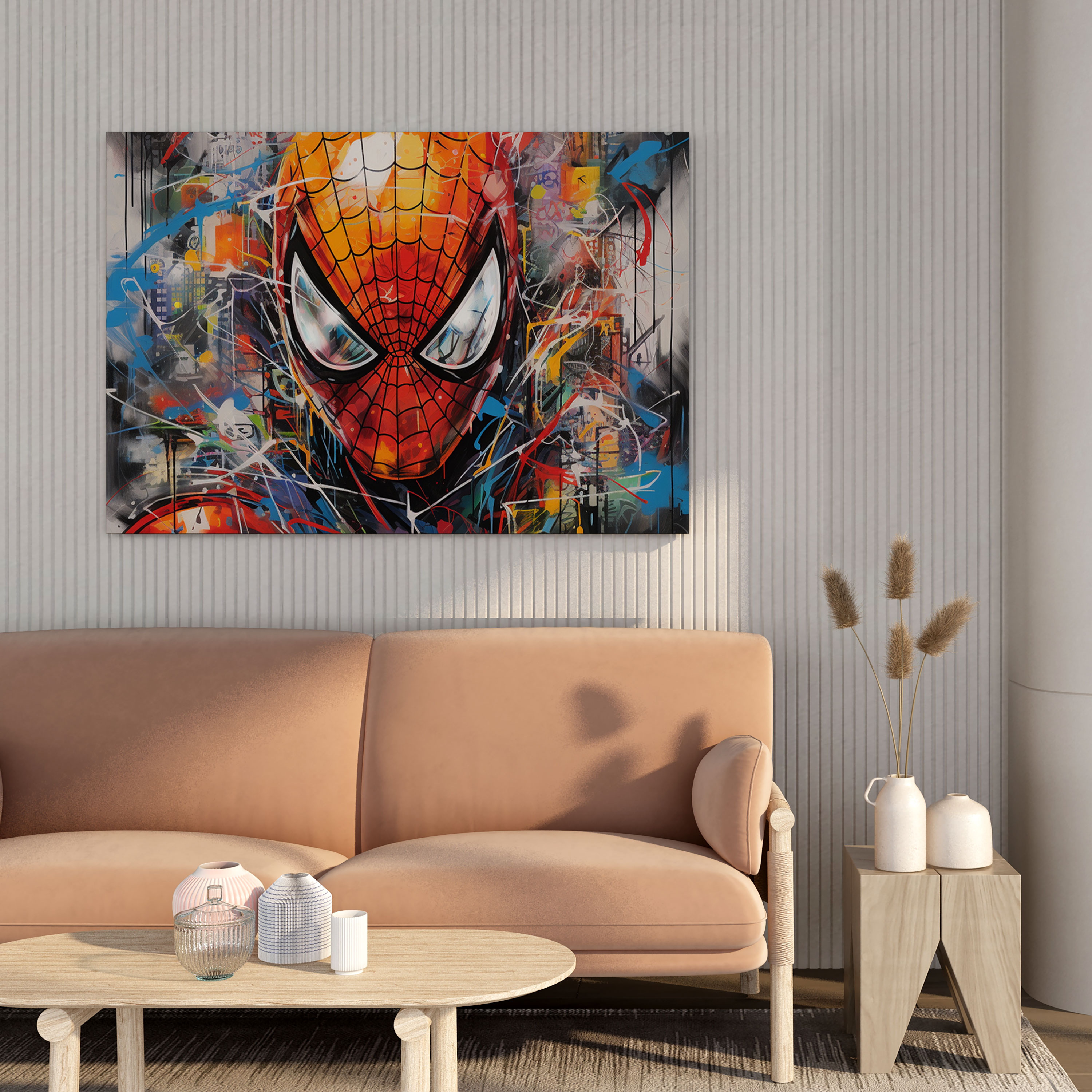 Spiderman Wandkunst - Leinwandbild im Graffiti-Stil - Spiderman Dekoration für Zuhause Wandkunst urbane Elemente